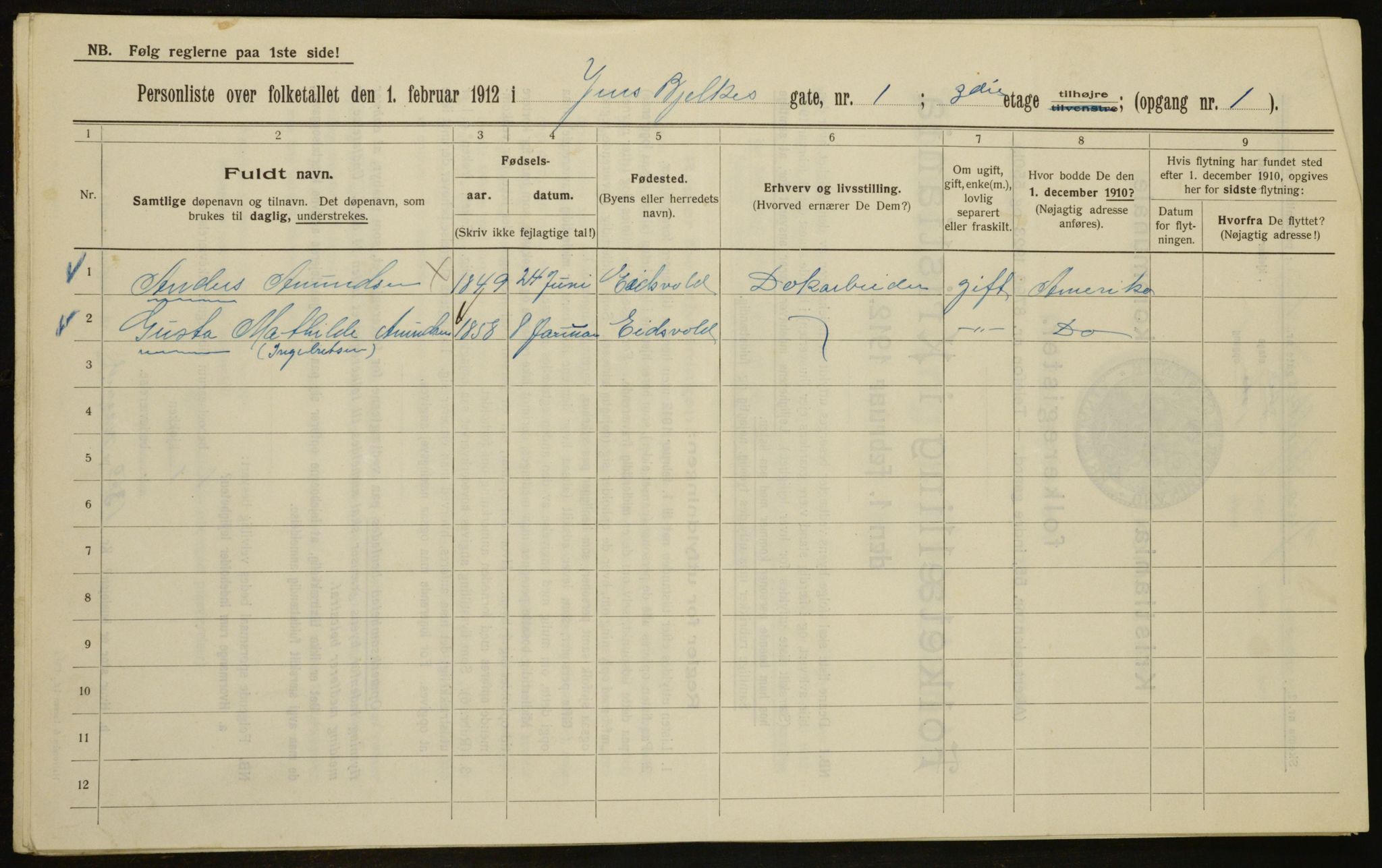 OBA, Municipal Census 1912 for Kristiania, 1912, p. 45761