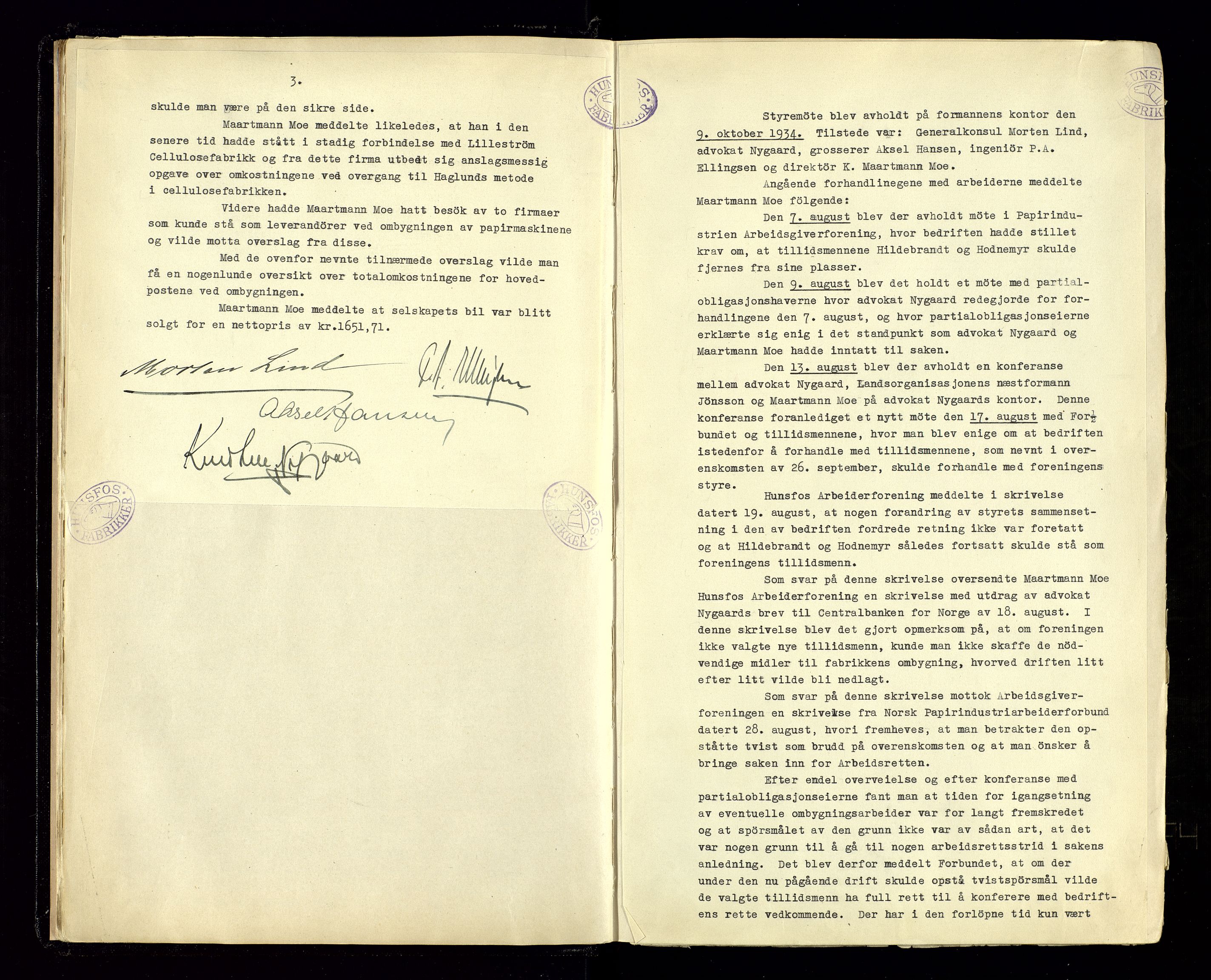 Hunsfos fabrikker, AV/SAK-D/1440/02/L0005: Referatprotokoll fra styremøter, 1934-1938, p. 10