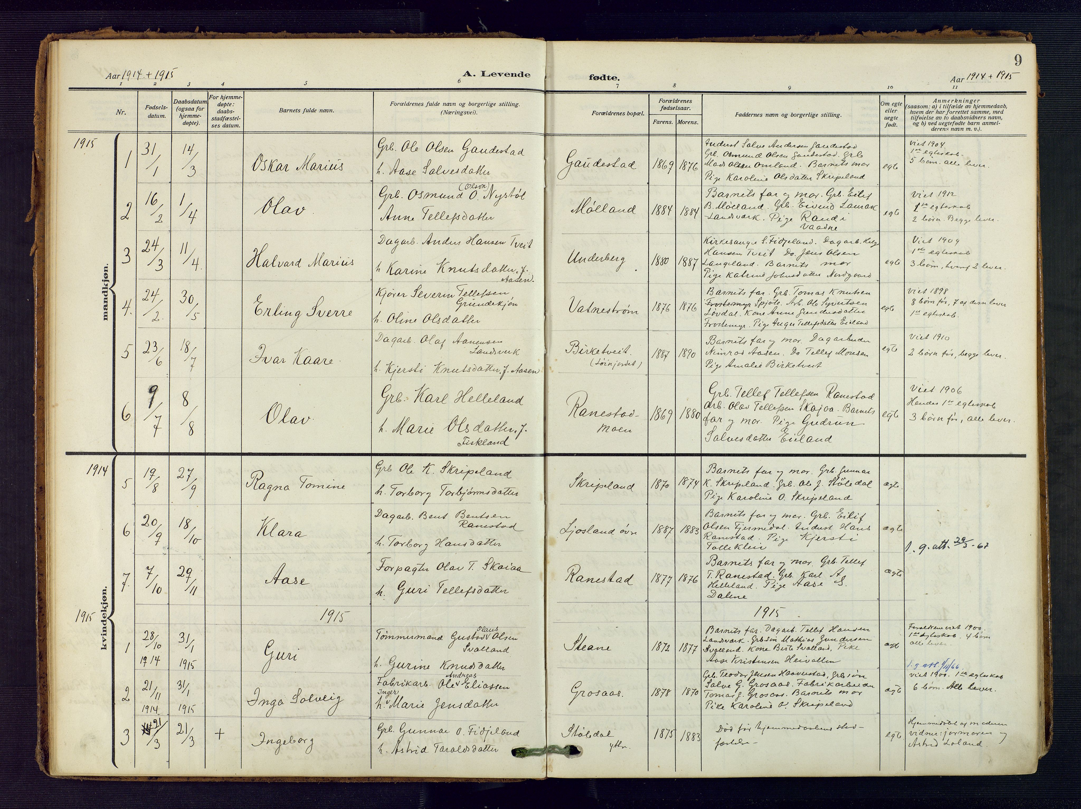 Evje sokneprestkontor, AV/SAK-1111-0008/F/Fa/Fac/L0004: Parish register (official) no. A 4, 1910-1932, p. 9