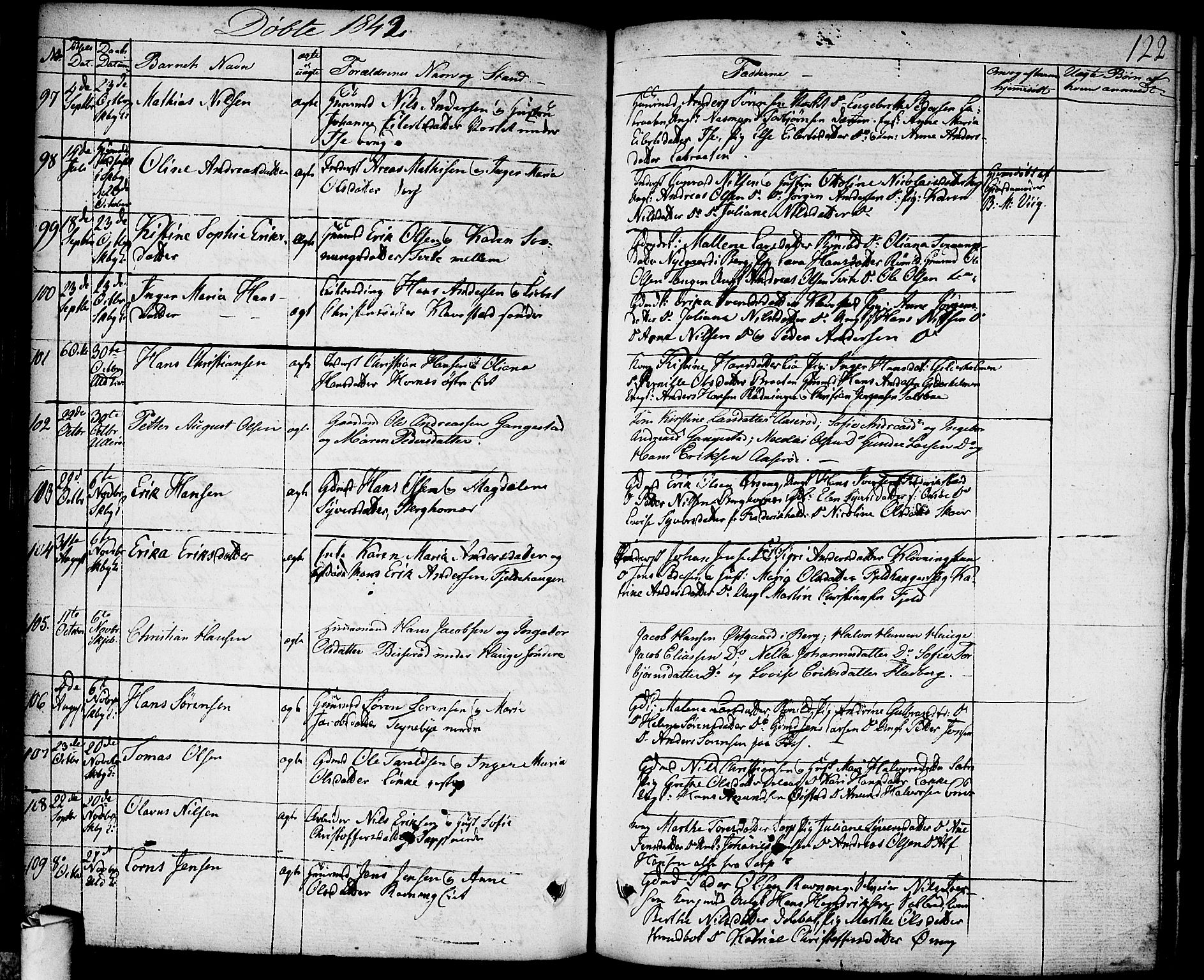 Skjeberg prestekontor Kirkebøker, AV/SAO-A-10923/F/Fa/L0005: Parish register (official) no. I 5, 1830-1845, p. 122