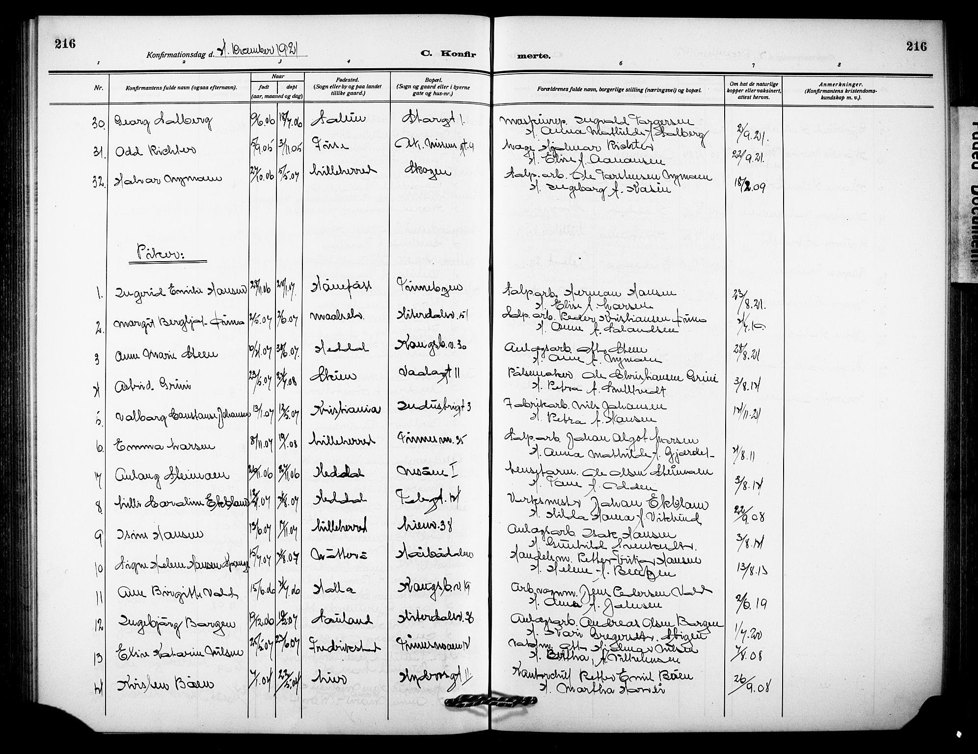 Notodden kirkebøker, AV/SAKO-A-290/G/Ga/L0001: Parish register (copy) no. 1, 1912-1923, p. 216