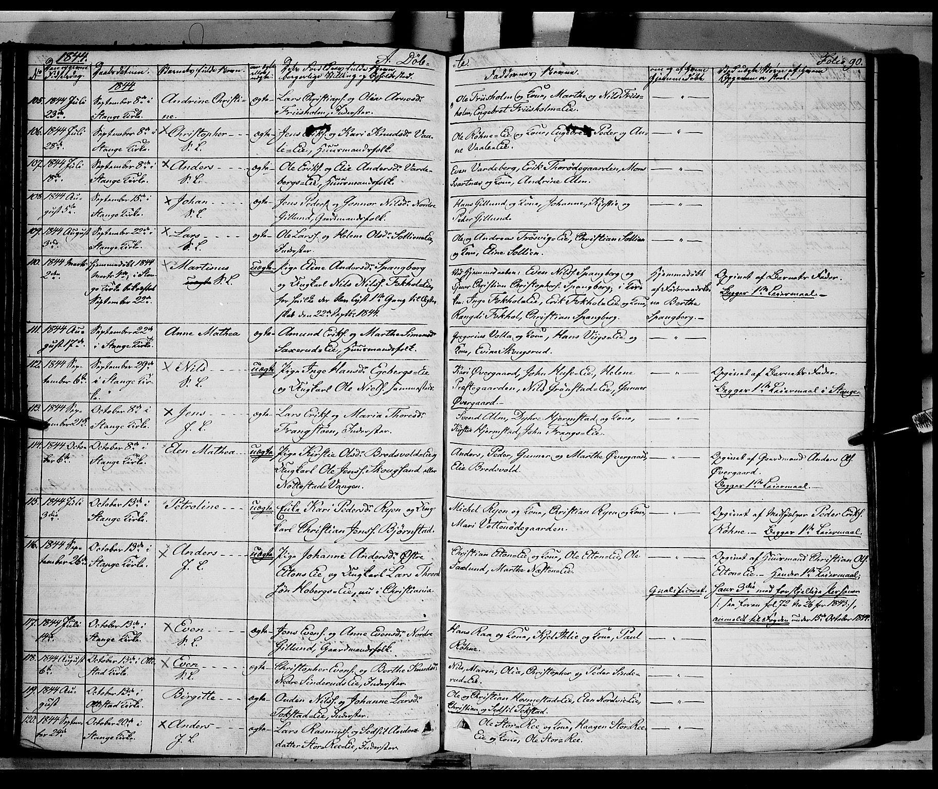 Stange prestekontor, SAH/PREST-002/K/L0010: Parish register (official) no. 10, 1835-1845, p. 90