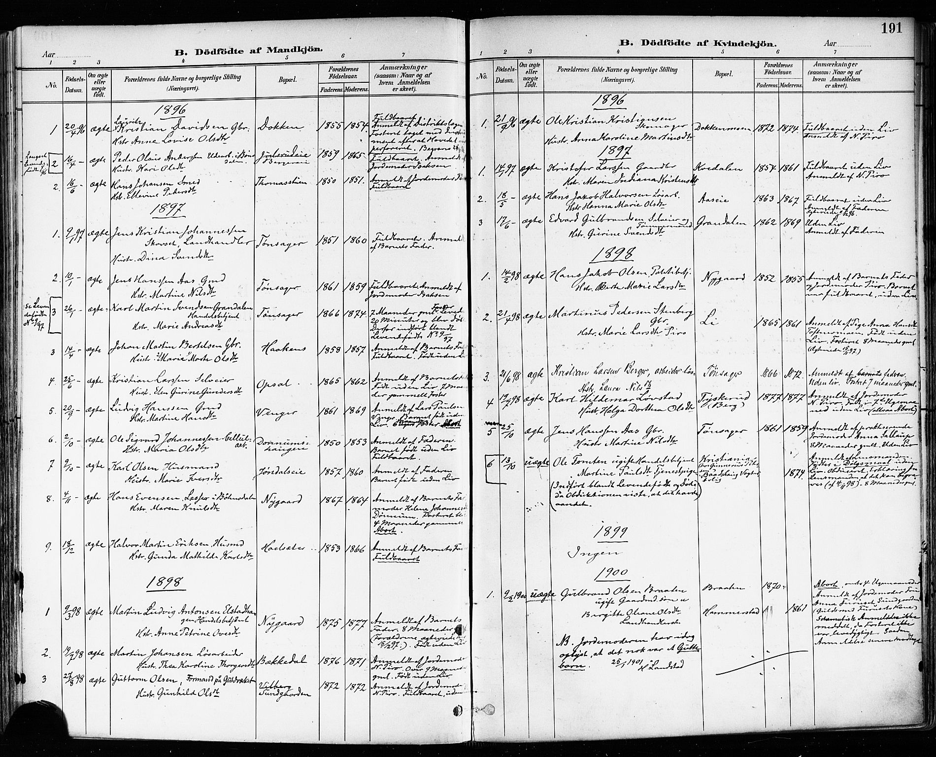 Eidsvoll prestekontor Kirkebøker, SAO/A-10888/F/Fa/L0004: Parish register (official) no. I 4, 1891-1900, p. 191