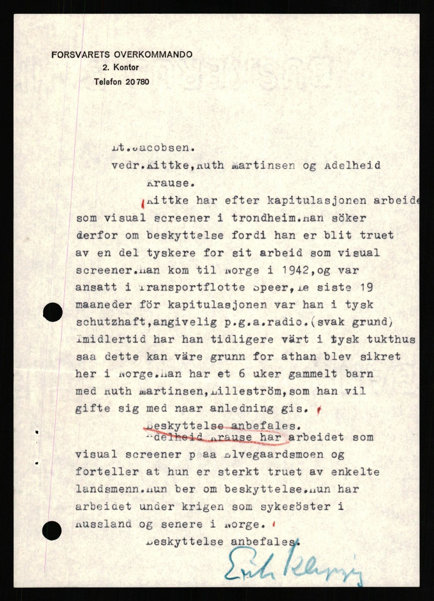 Forsvaret, Forsvarets overkommando II, AV/RA-RAFA-3915/D/Db/L0016: CI Questionaires. Tyske okkupasjonsstyrker i Norge. Tyskere., 1945-1946, p. 809