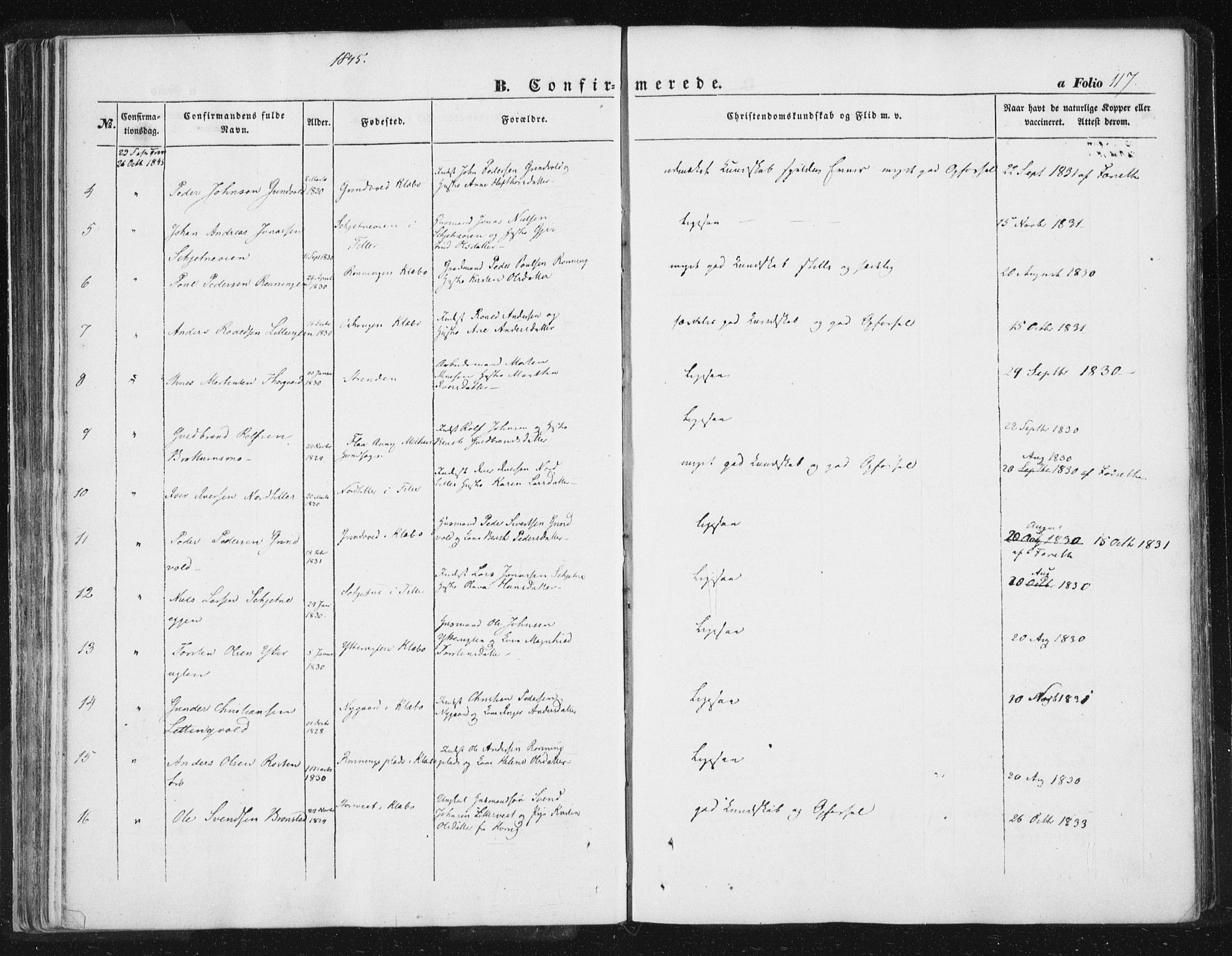 Ministerialprotokoller, klokkerbøker og fødselsregistre - Sør-Trøndelag, SAT/A-1456/618/L0441: Parish register (official) no. 618A05, 1843-1862, p. 117