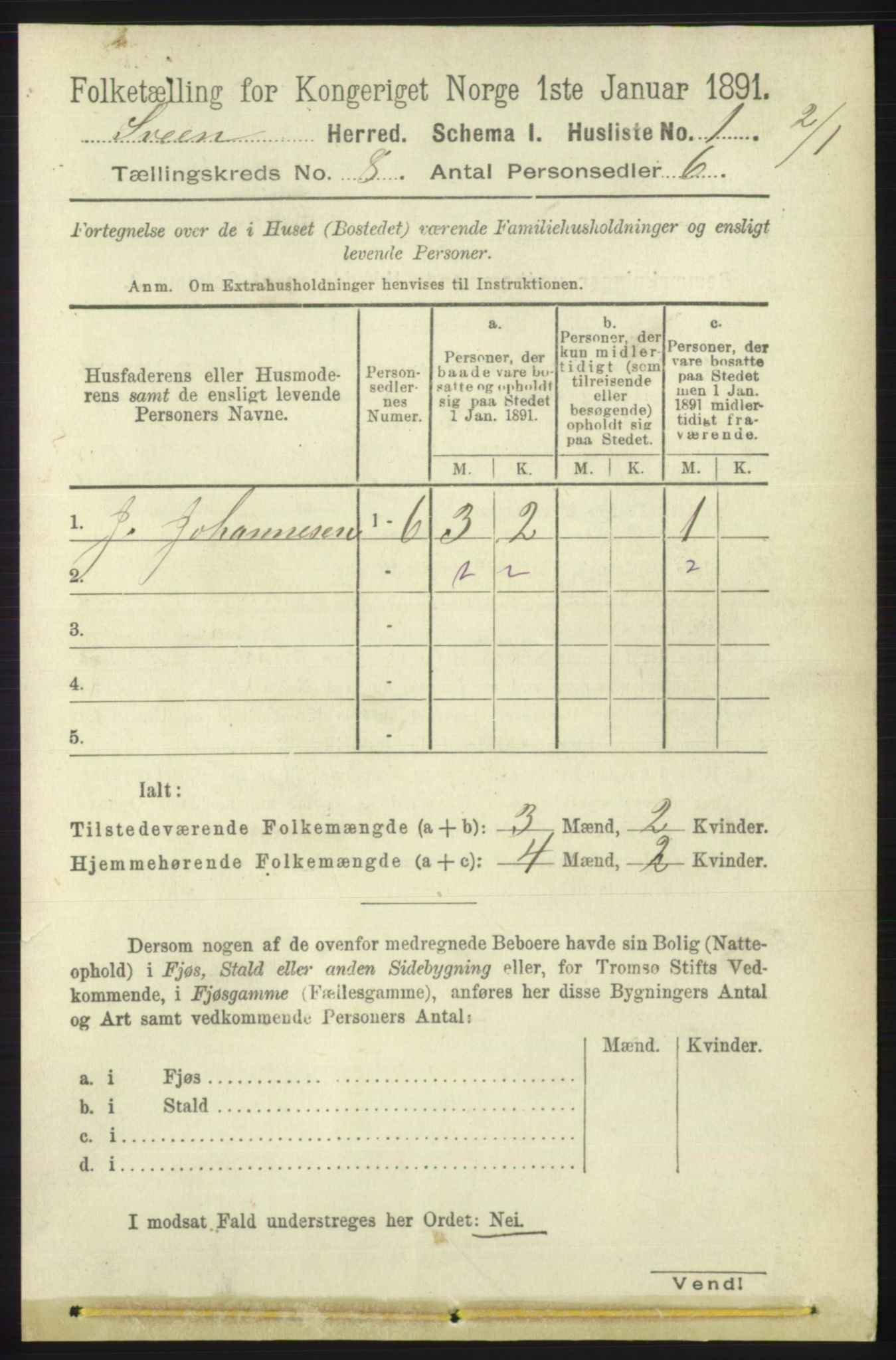RA, 1891 census for 1216 Sveio, 1891, p. 2295
