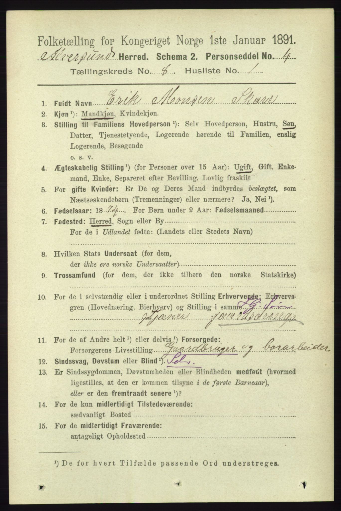 RA, 1891 census for 1257 Alversund, 1891, p. 2772