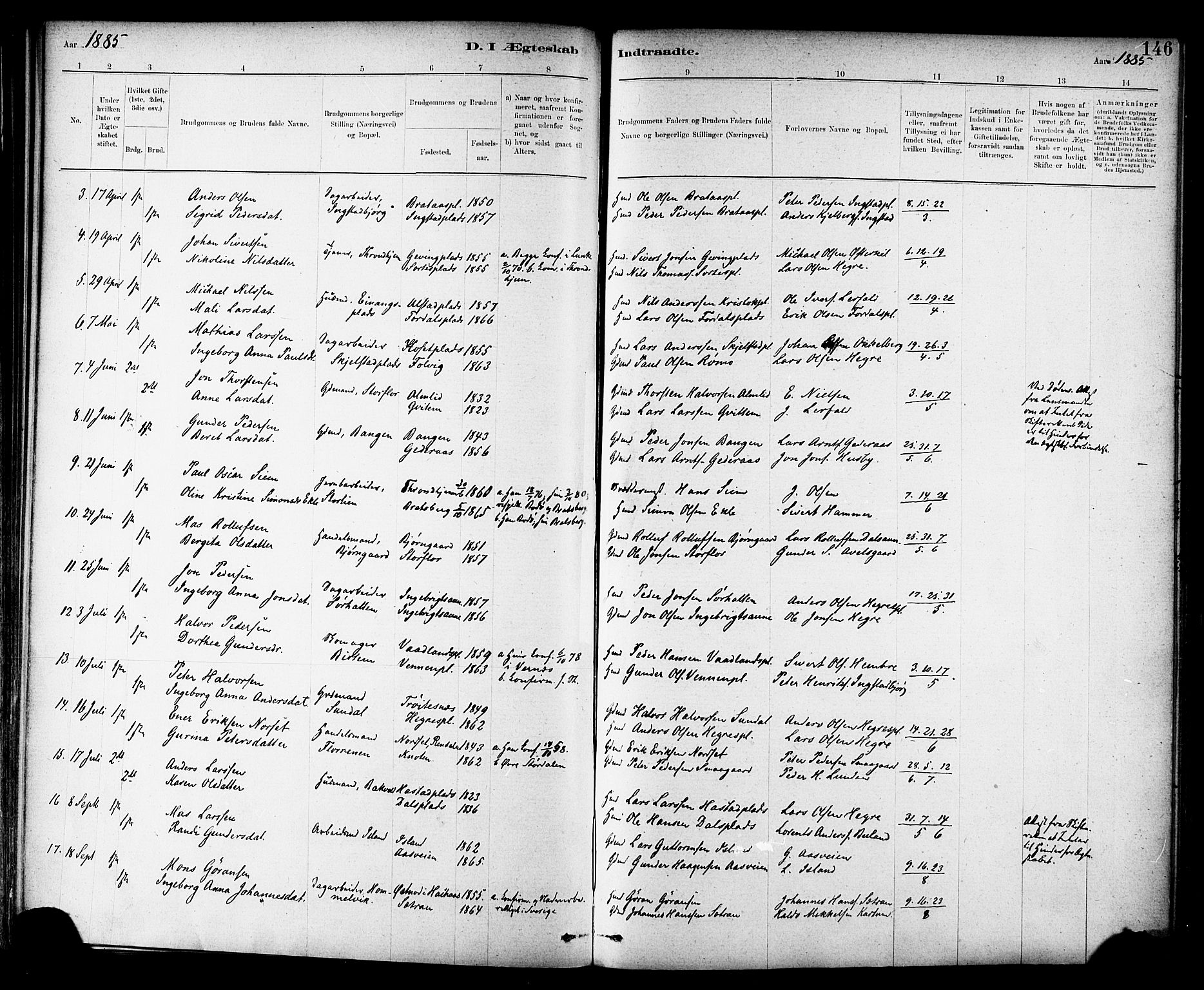 Ministerialprotokoller, klokkerbøker og fødselsregistre - Nord-Trøndelag, AV/SAT-A-1458/703/L0030: Parish register (official) no. 703A03, 1880-1892, p. 146