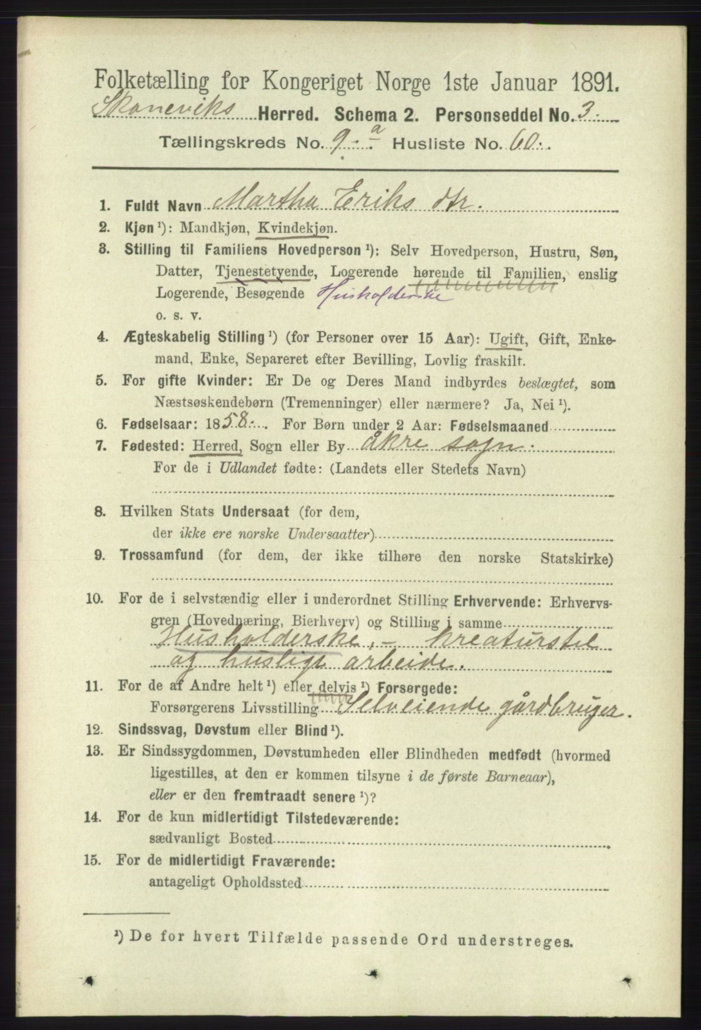 RA, 1891 census for 1212 Skånevik, 1891, p. 2848