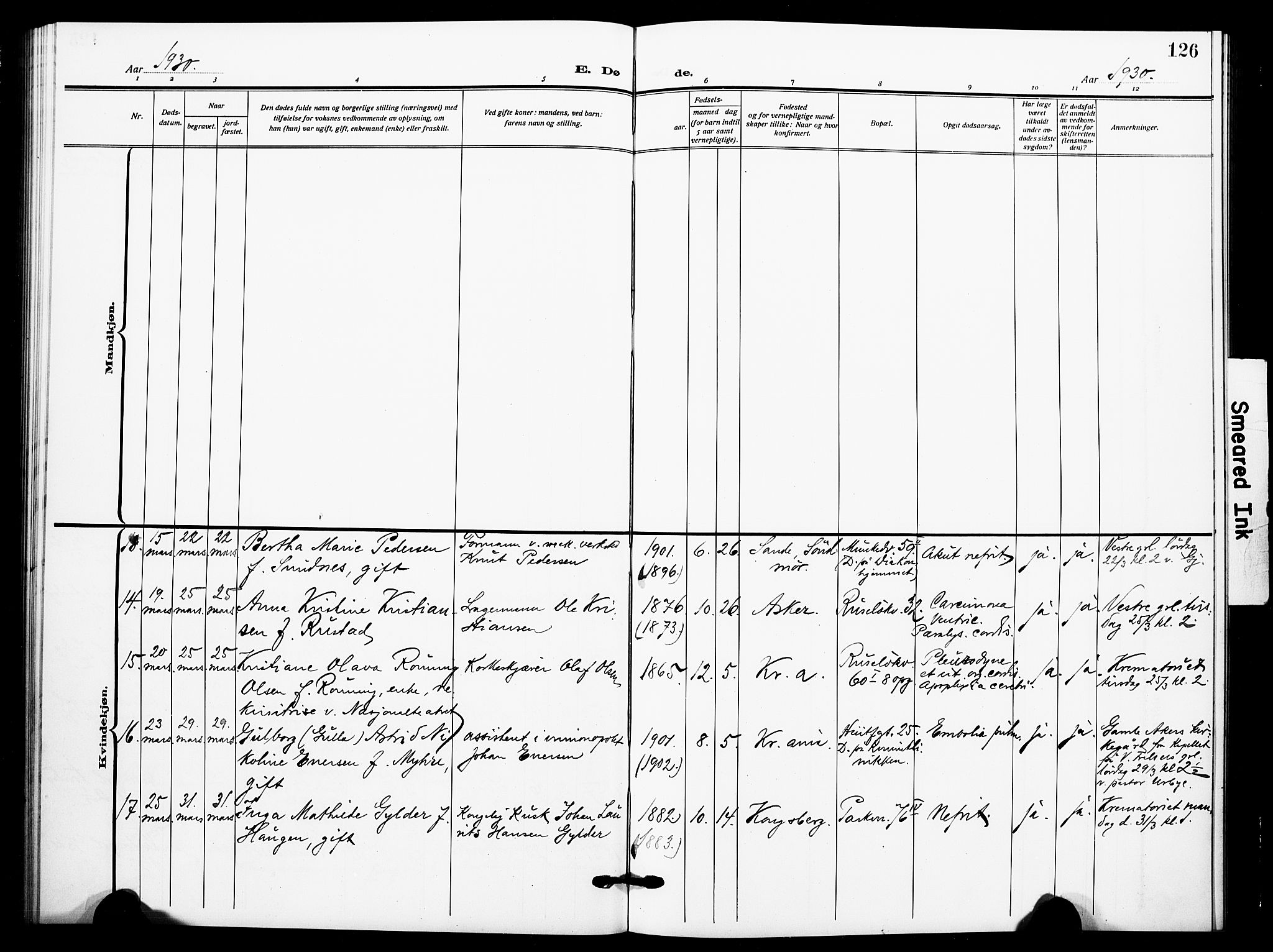 Johannes prestekontor Kirkebøker, AV/SAO-A-10852/F/Fa/L0012: Parish register (official) no. 12, 1918-1930, p. 126