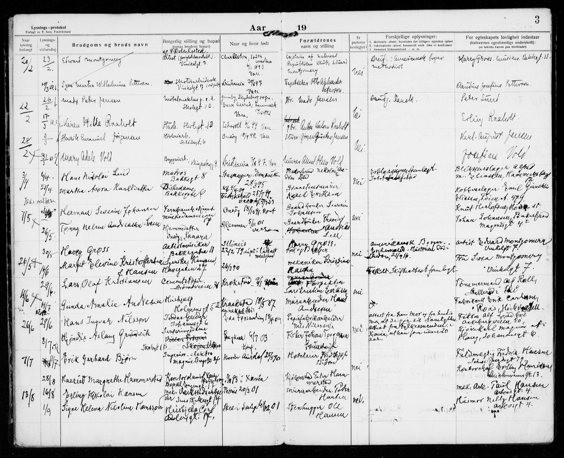 Piperviken prestekontor Kirkebøker, AV/SAO-A-10874/H/L0002: Banns register no. 2, 1922-1942, p. 3