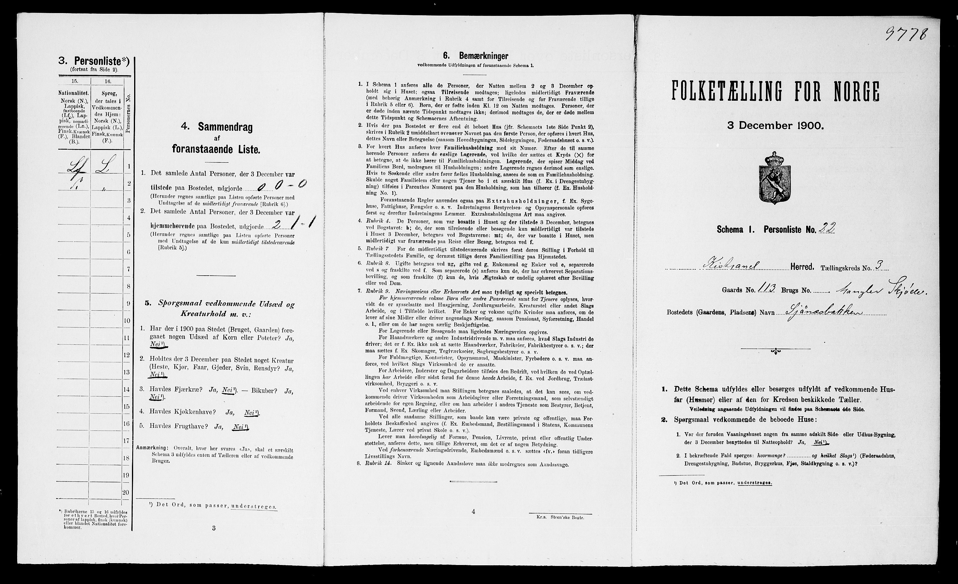 SATØ, 1900 census for Kistrand, 1900, p. 242