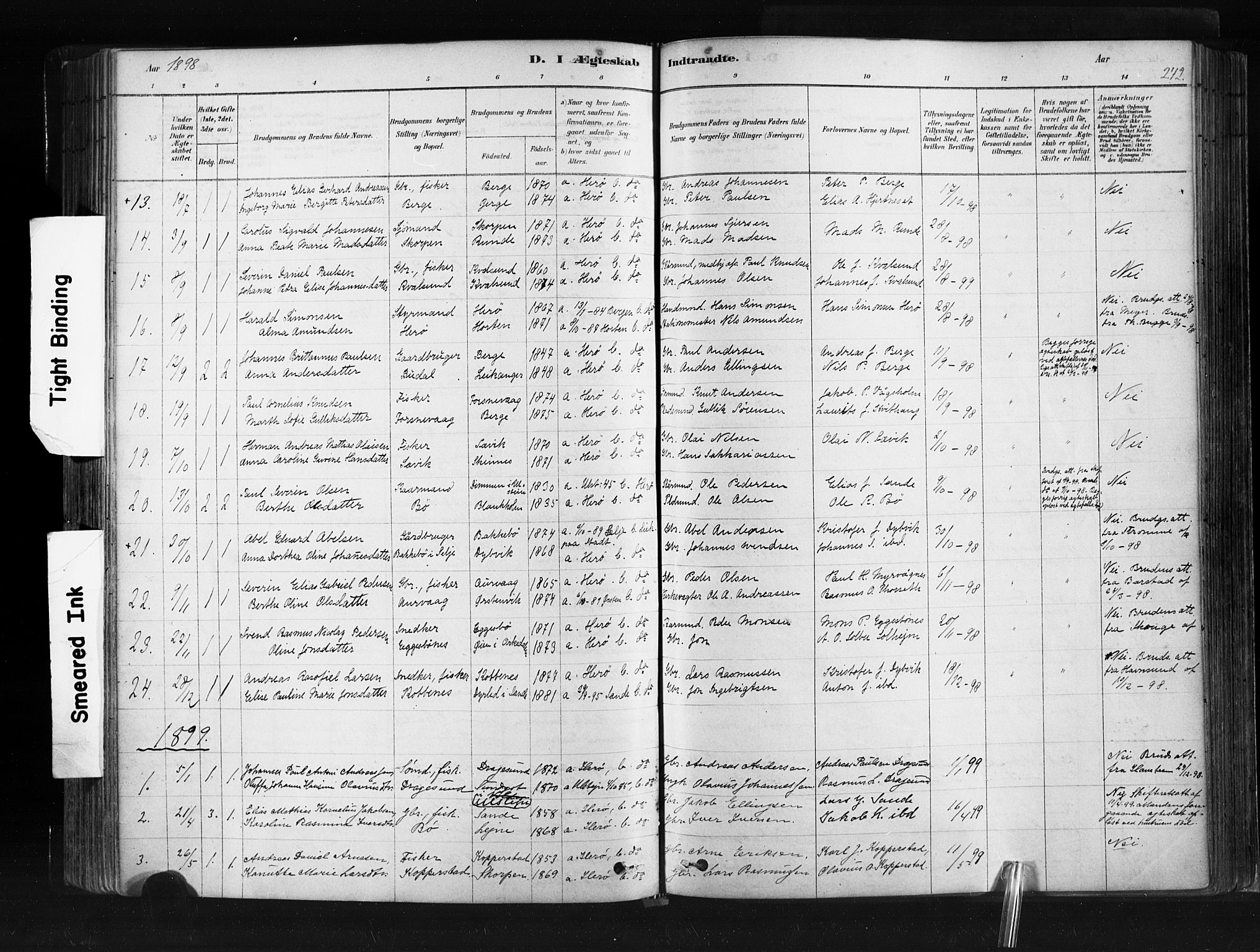 Ministerialprotokoller, klokkerbøker og fødselsregistre - Møre og Romsdal, SAT/A-1454/507/L0073: Parish register (official) no. 507A08, 1878-1904, p. 242