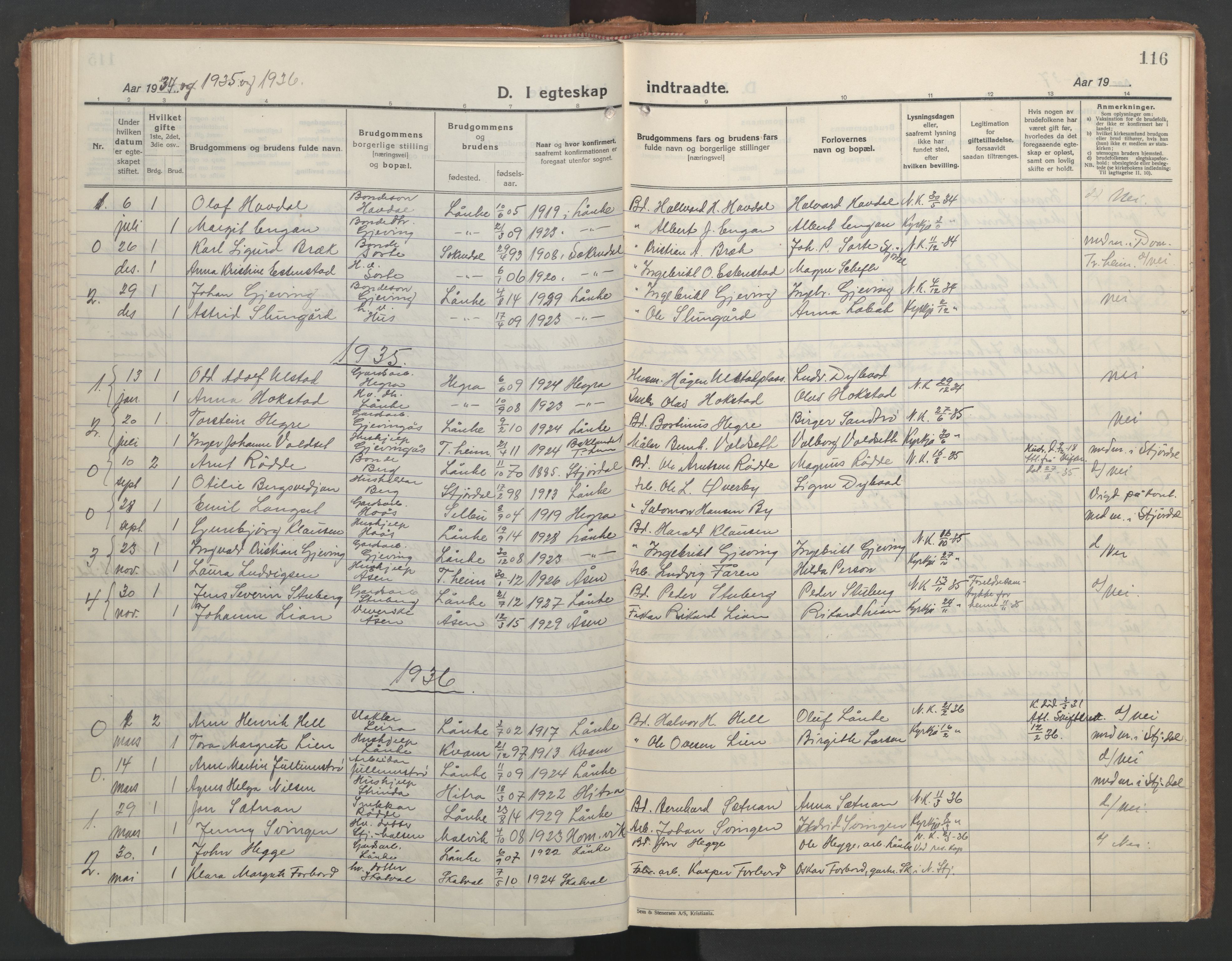 Ministerialprotokoller, klokkerbøker og fødselsregistre - Nord-Trøndelag, SAT/A-1458/710/L0097: Parish register (copy) no. 710C02, 1925-1955, p. 116