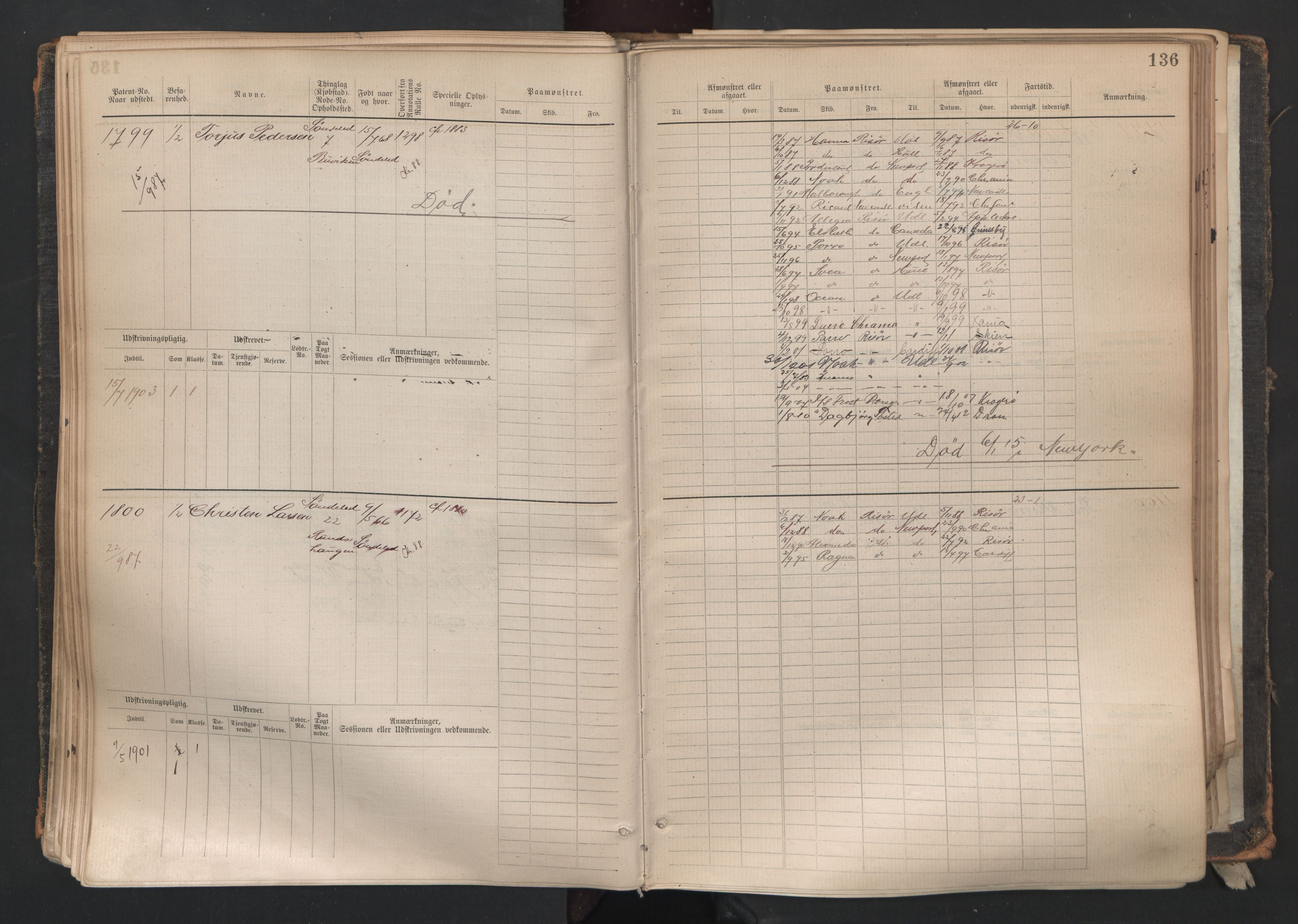 Risør mønstringskrets, SAK/2031-0010/F/Fb/L0004: Hovedrulle A nr 1529-2484, Q-4, 1880-1948, p. 140