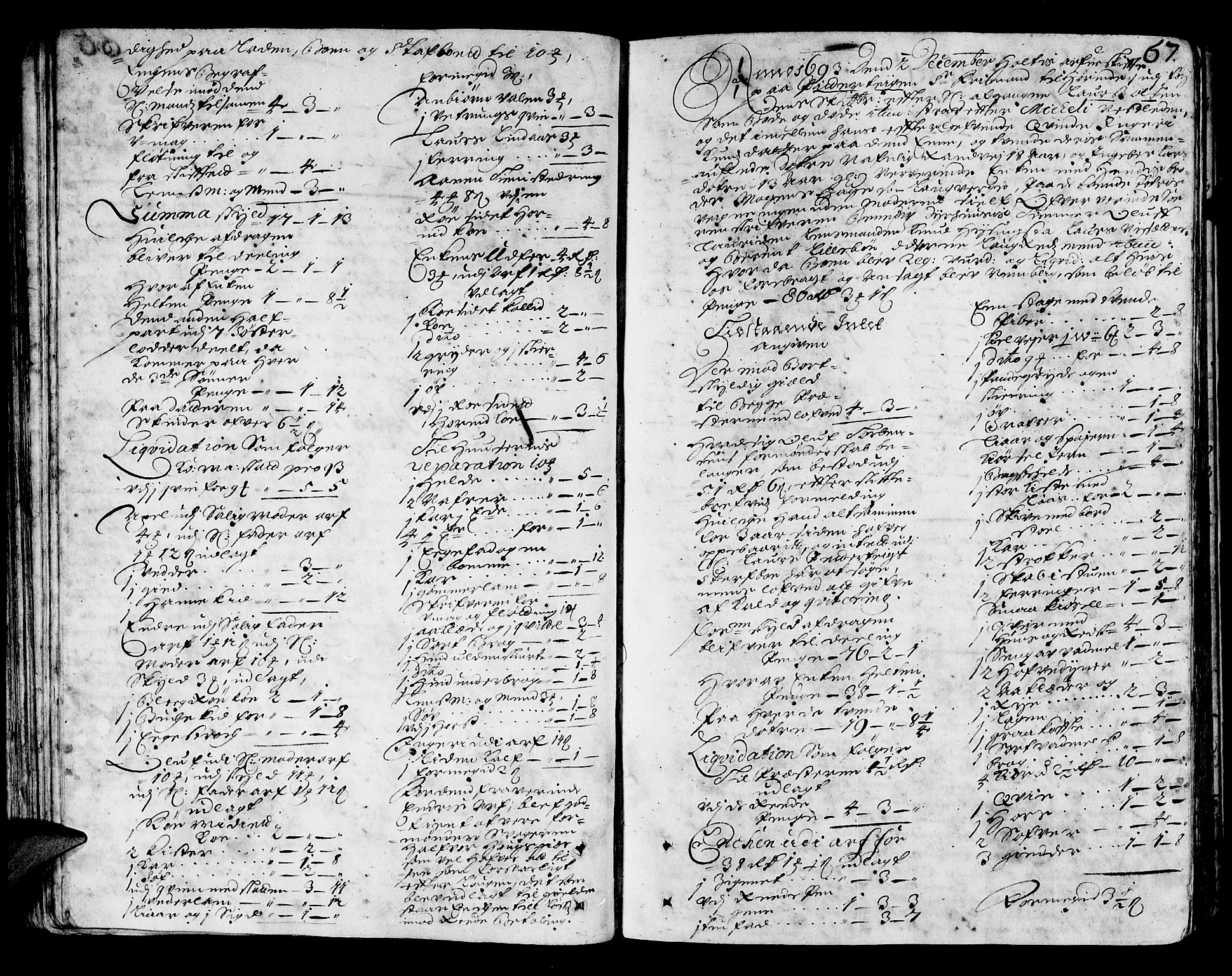 Sunnhordland sorenskrivar, AV/SAB-A-2401/1/H/Ha/Haa/L0002: Skifteprotokollar. Register på kort. Fol 290- ut, 1693-1695, p. 66b-67a
