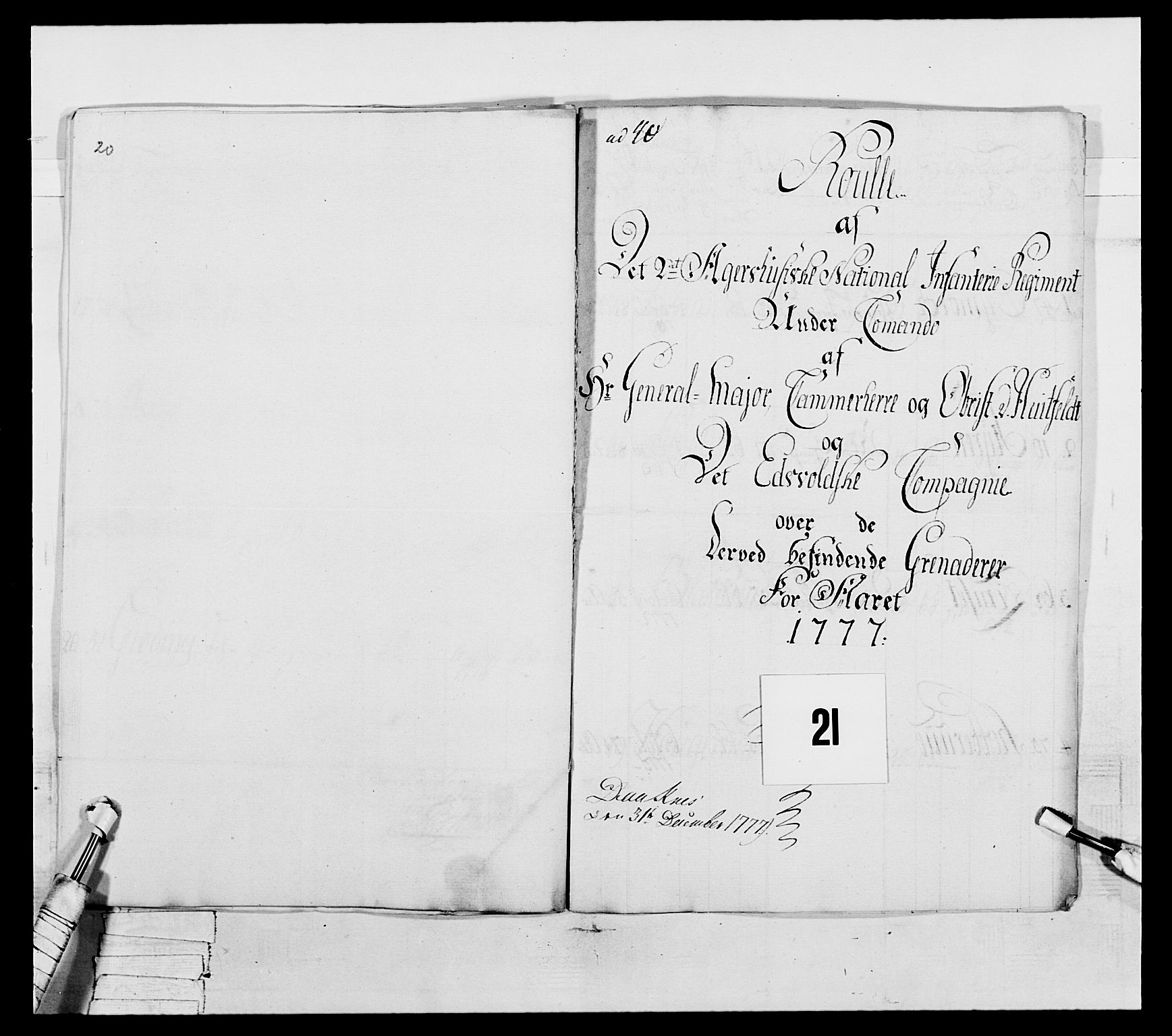 Generalitets- og kommissariatskollegiet, Det kongelige norske kommissariatskollegium, AV/RA-EA-5420/E/Eh/L0043a: 2. Akershusiske nasjonale infanteriregiment, 1767-1778, p. 697