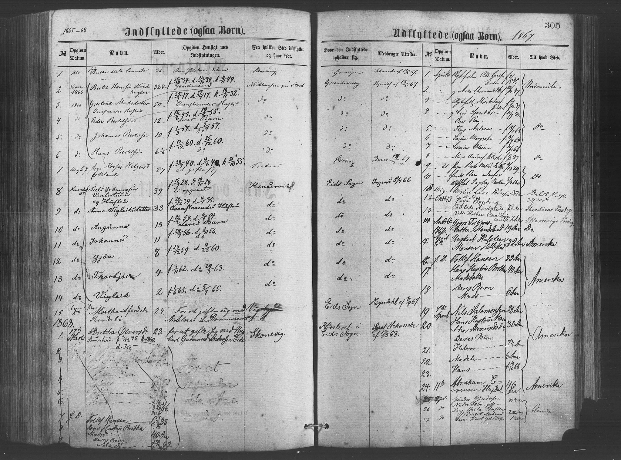 Fjelberg sokneprestembete, SAB/A-75201/H/Haa: Parish register (official) no. A 8, 1866-1879, p. 305