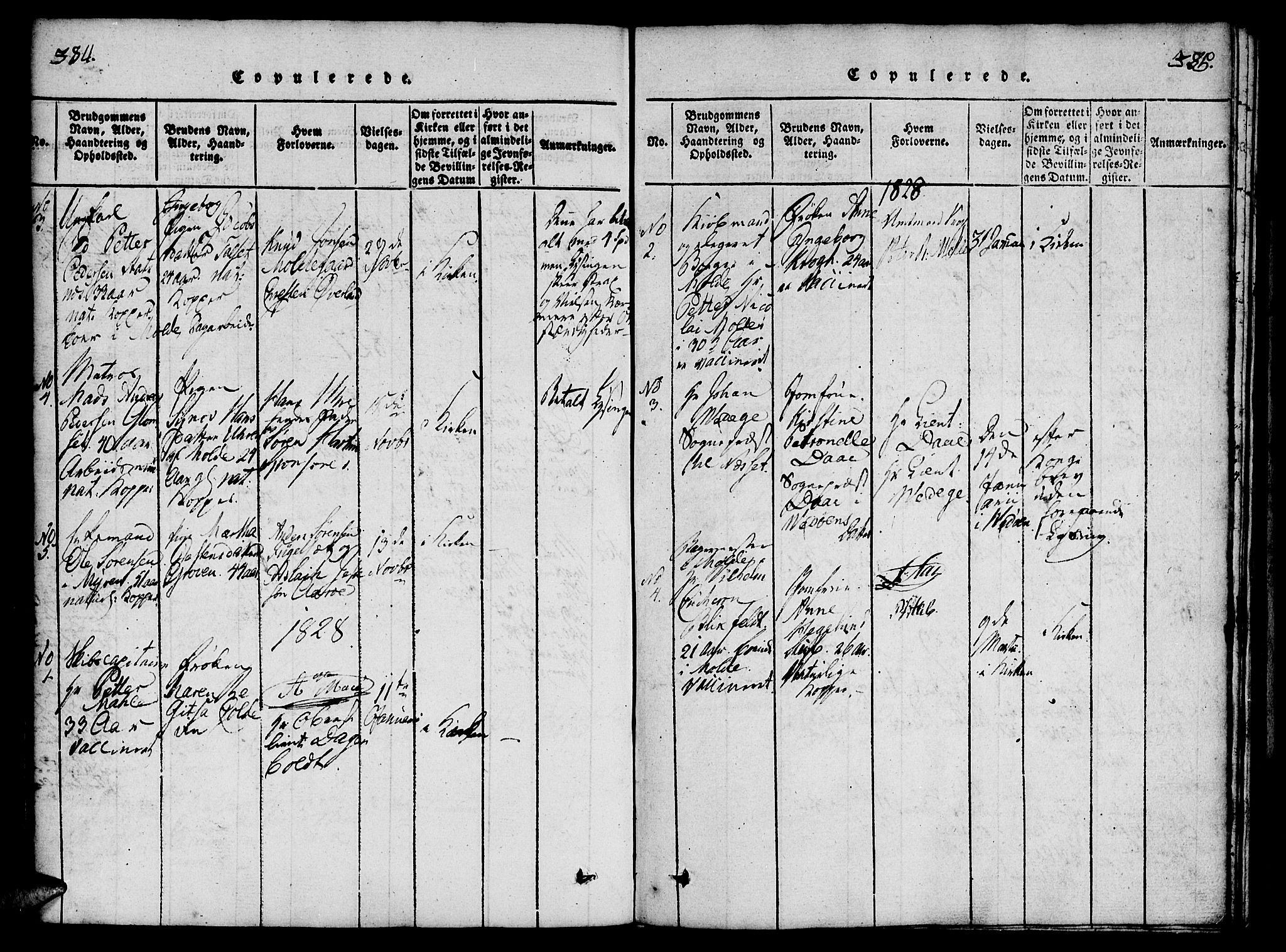 Ministerialprotokoller, klokkerbøker og fødselsregistre - Møre og Romsdal, SAT/A-1454/558/L0688: Parish register (official) no. 558A02, 1818-1843, p. 384-385
