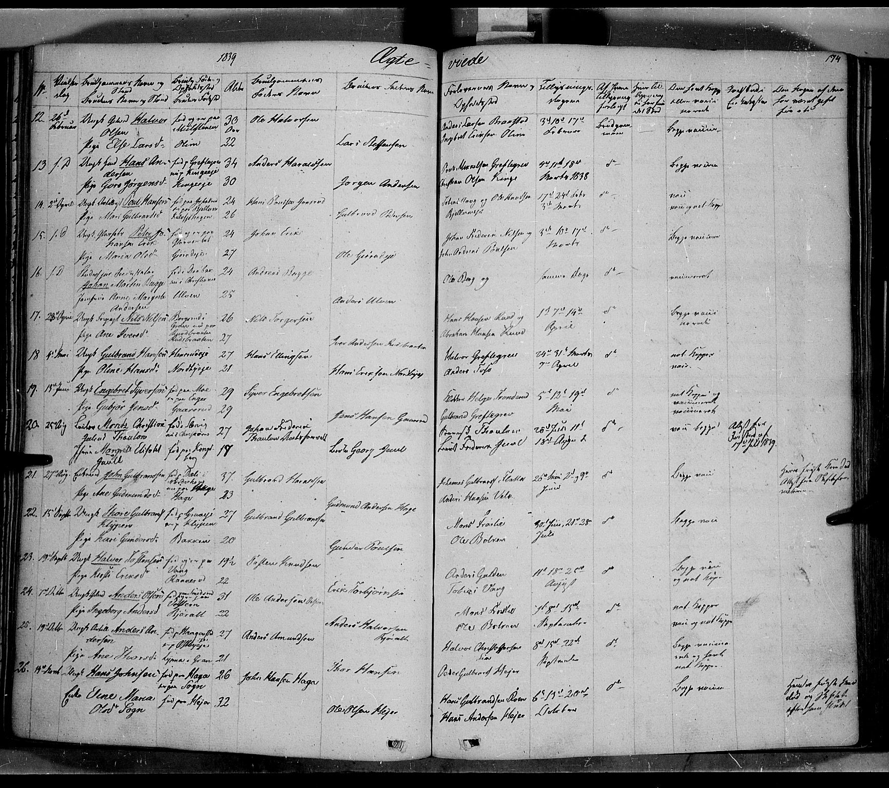 Jevnaker prestekontor, SAH/PREST-116/H/Ha/Haa/L0006: Parish register (official) no. 6, 1837-1857, p. 174