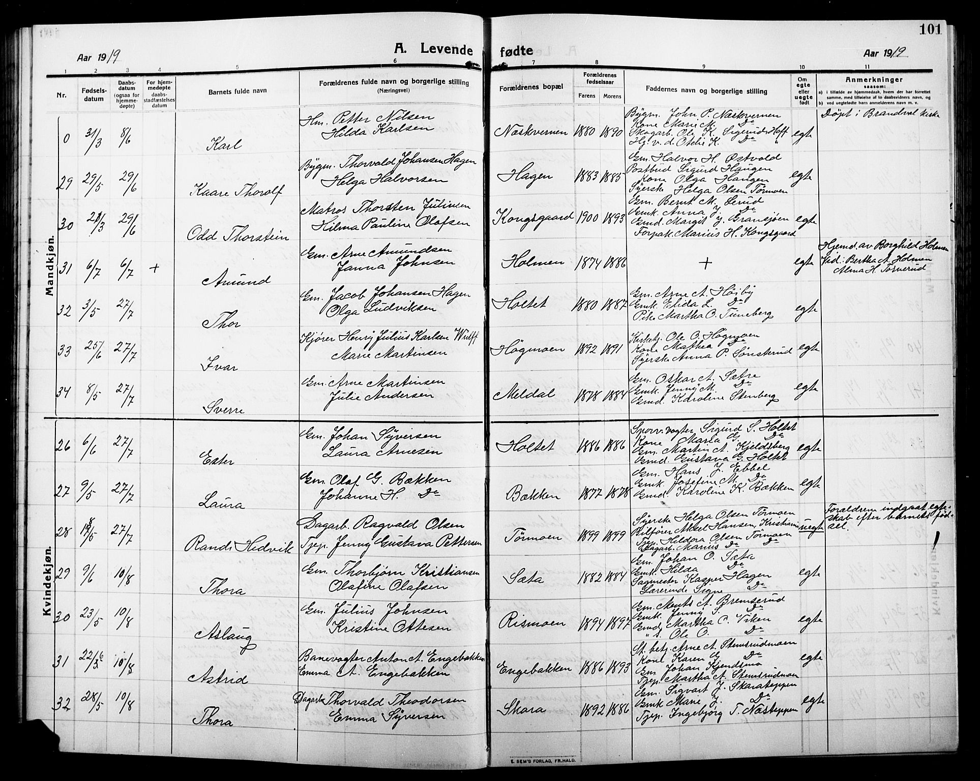 Grue prestekontor, AV/SAH-PREST-036/H/Ha/Hab/L0007: Parish register (copy) no. 7, 1910-1920, p. 101