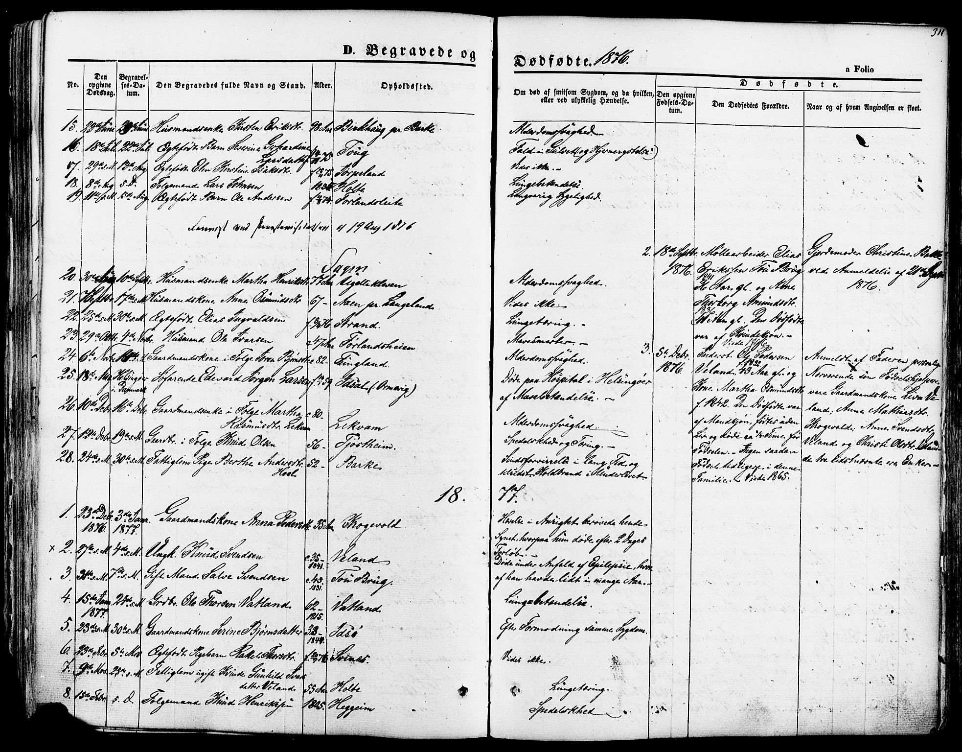 Strand sokneprestkontor, SAST/A-101828/H/Ha/Haa/L0007: Parish register (official) no. A 7, 1855-1881, p. 311