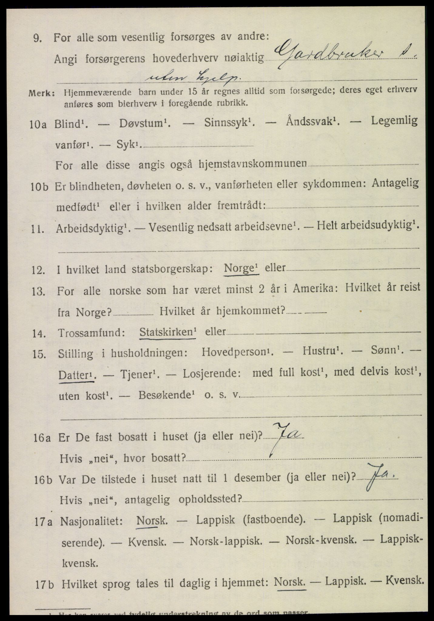 SAT, 1920 census for Lånke, 1920, p. 861