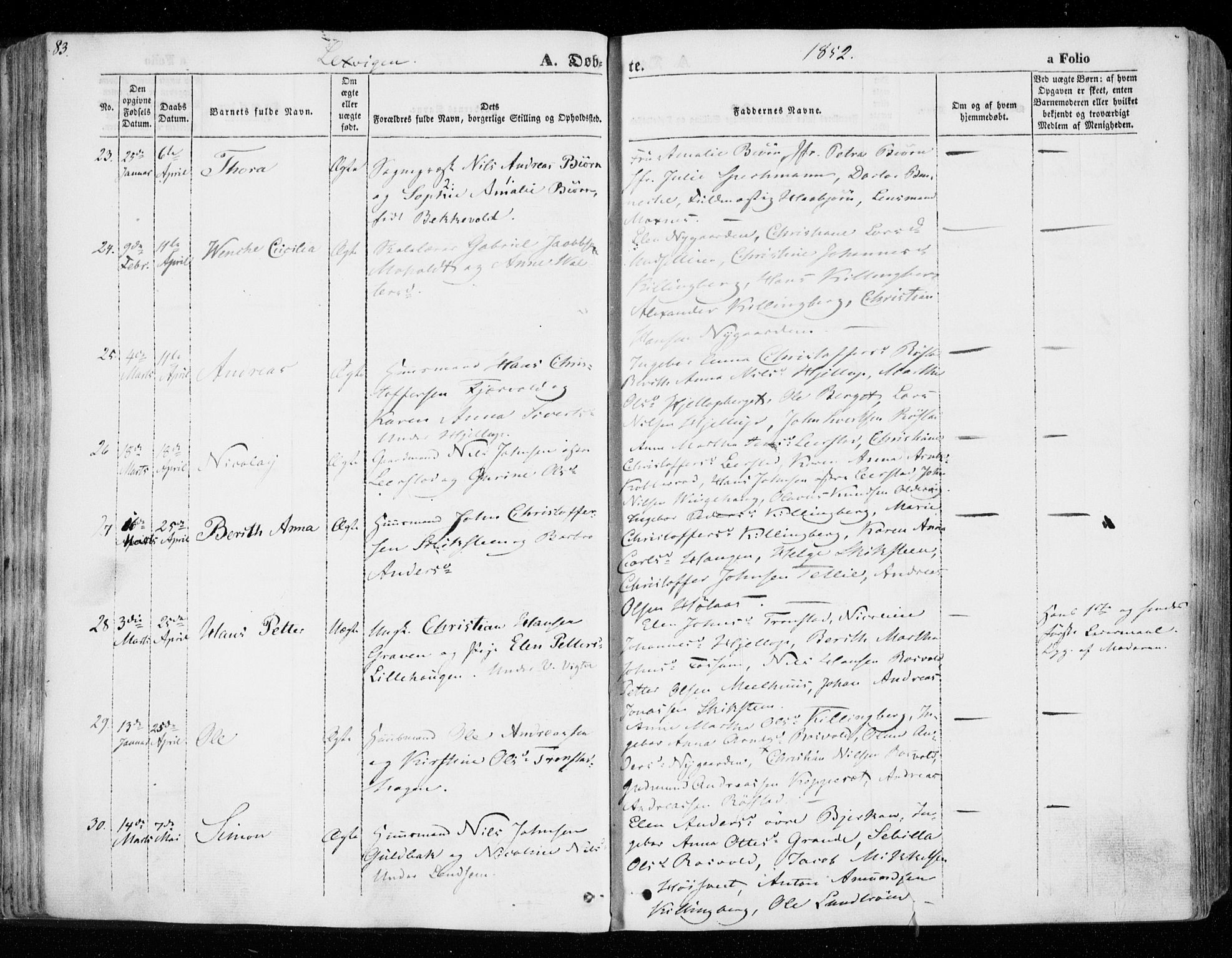 Ministerialprotokoller, klokkerbøker og fødselsregistre - Nord-Trøndelag, SAT/A-1458/701/L0007: Parish register (official) no. 701A07 /1, 1842-1854, p. 83