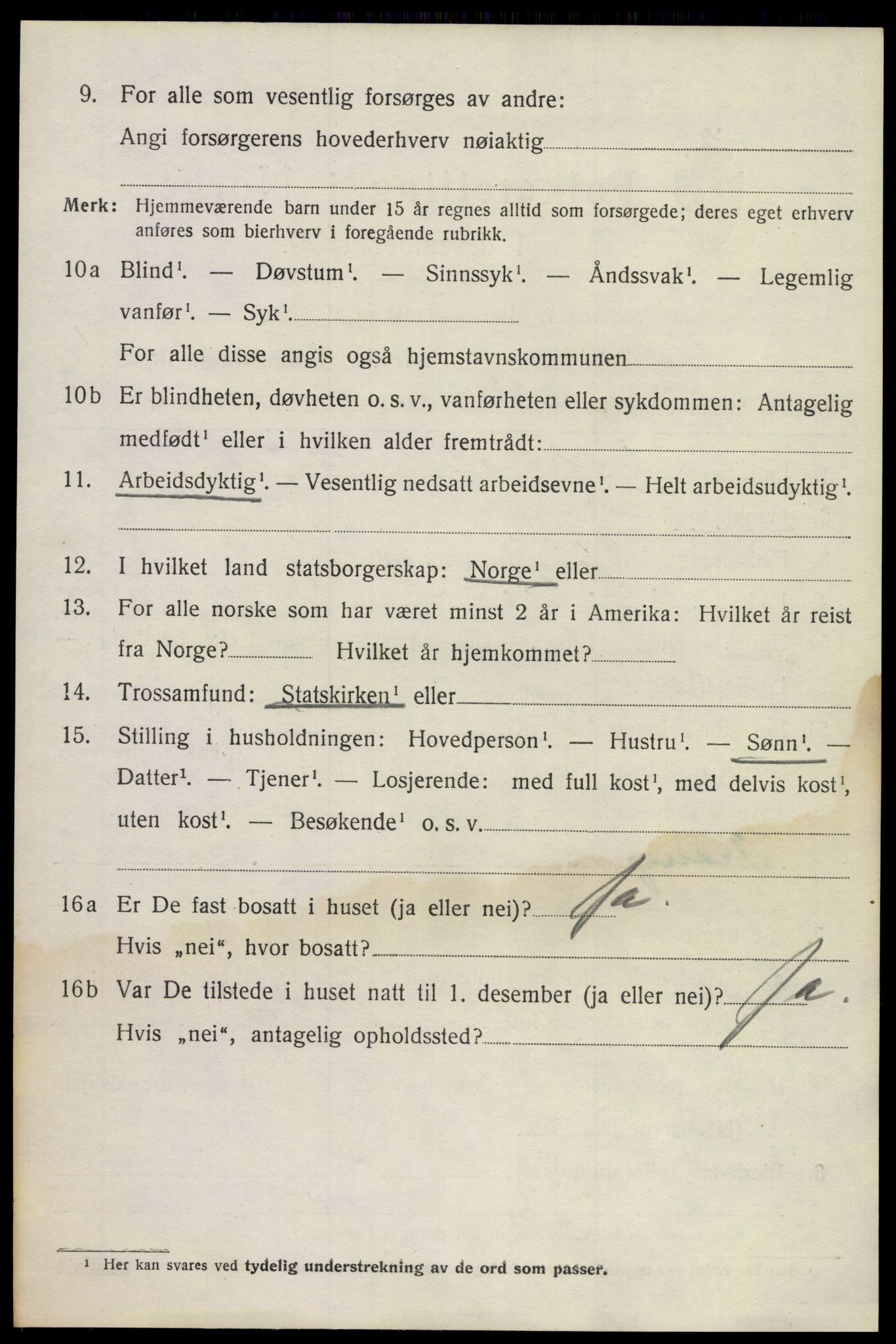 SAKO, 1920 census for Solum, 1920, p. 2261