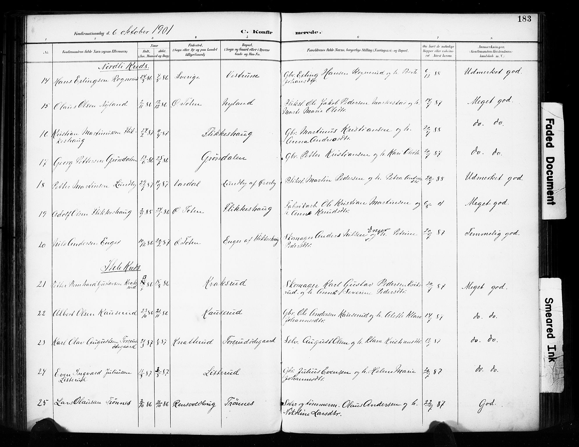 Vestre Toten prestekontor, SAH/PREST-108/H/Ha/Haa/L0011: Parish register (official) no. 11, 1895-1906, p. 183