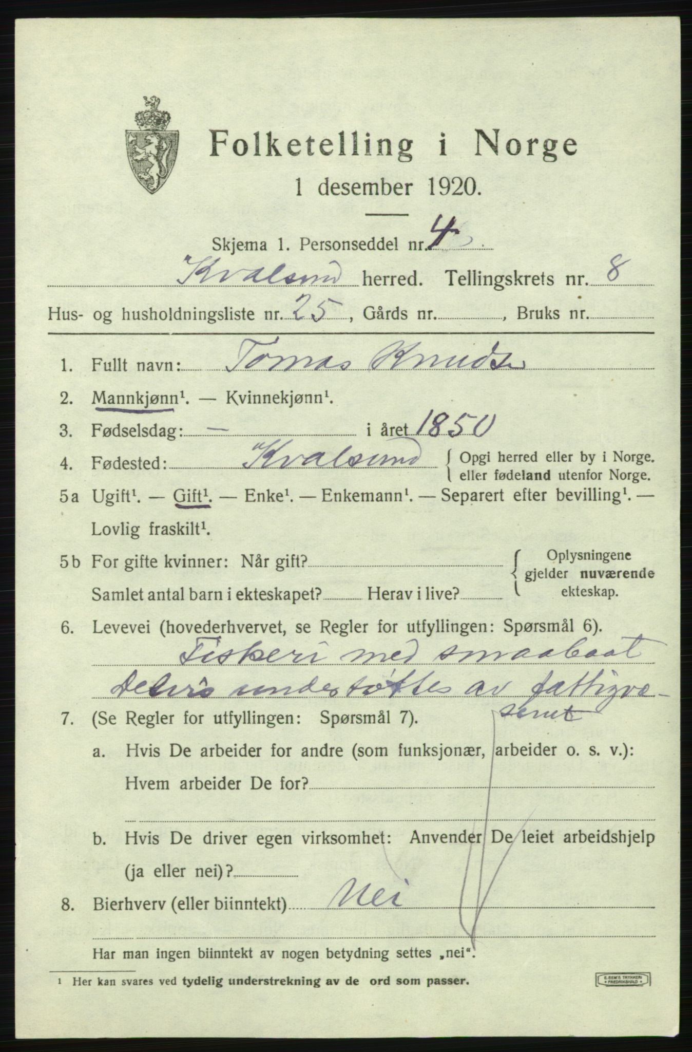 SATØ, 1920 census for , 1920, p. 2760