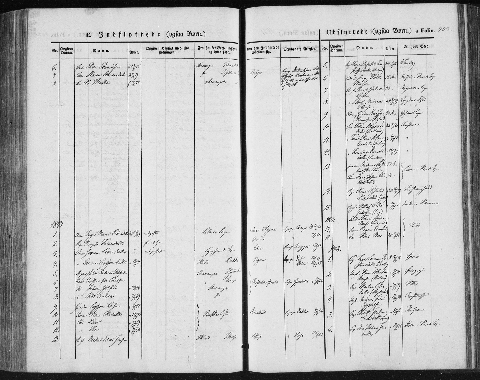 Lista sokneprestkontor, AV/SAK-1111-0027/F/Fa/L0010: Parish register (official) no. A 10, 1846-1861, p. 403