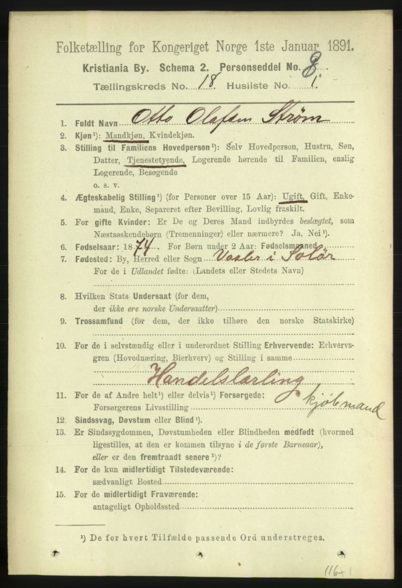 RA, 1891 census for 0301 Kristiania, 1891, p. 8925