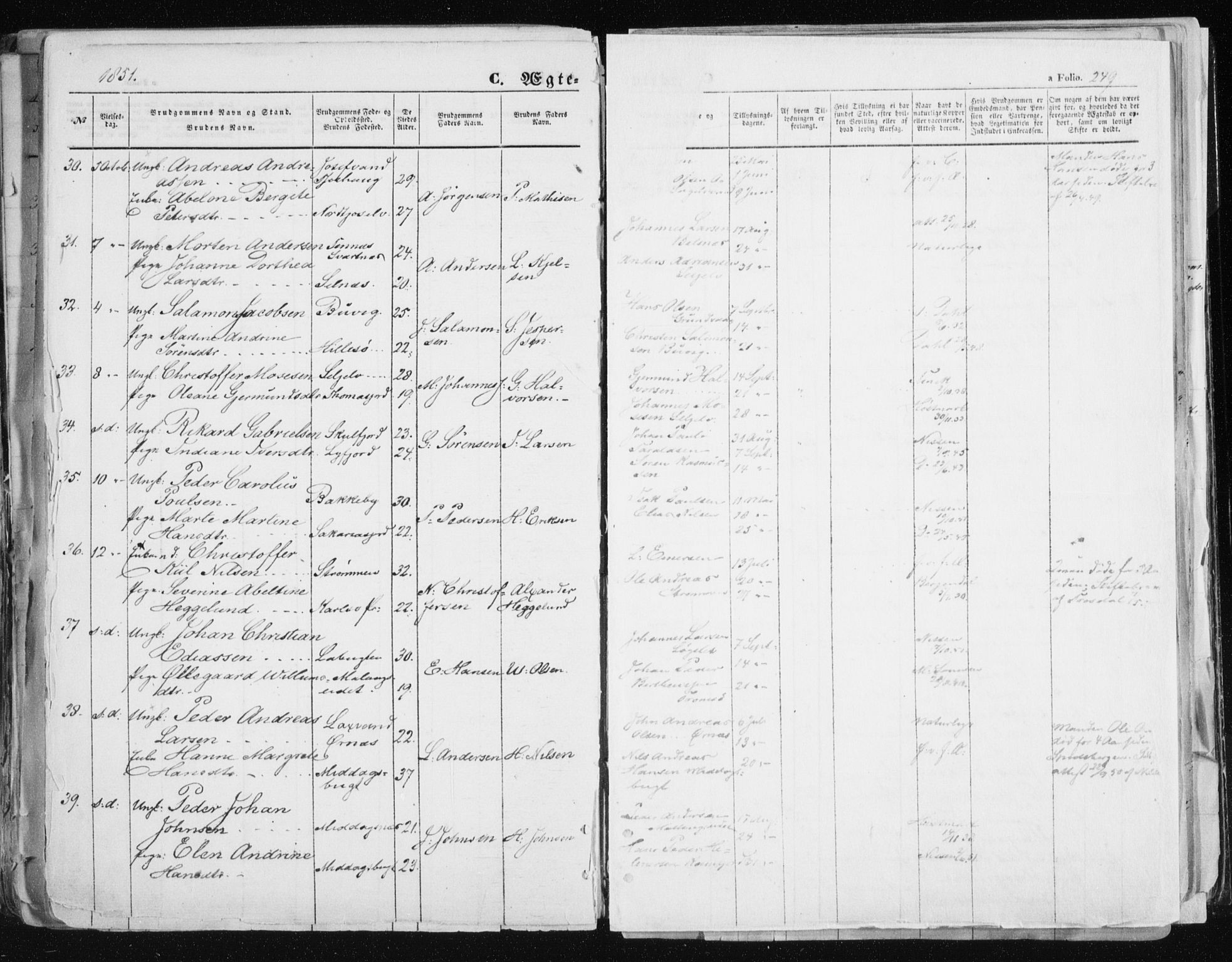 Tromsø sokneprestkontor/stiftsprosti/domprosti, SATØ/S-1343/G/Ga/L0010kirke: Parish register (official) no. 10, 1848-1855, p. 249