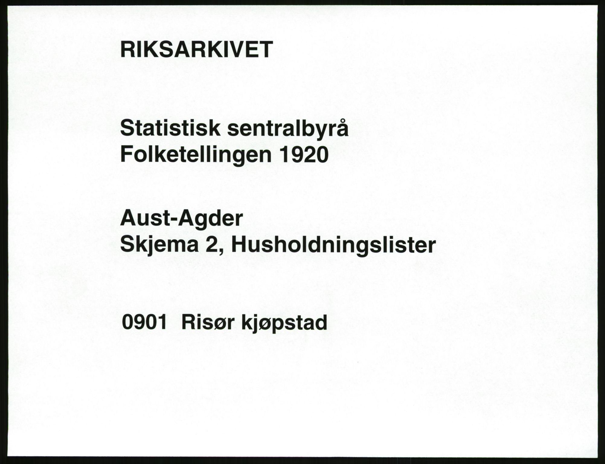 SAK, 1920 census for Risør, 1920, p. 1329