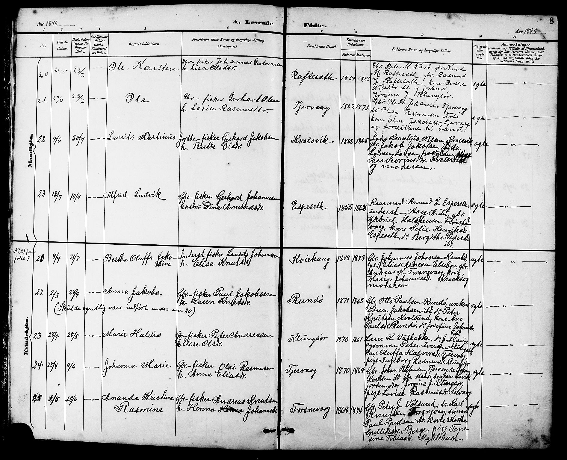 Ministerialprotokoller, klokkerbøker og fødselsregistre - Møre og Romsdal, AV/SAT-A-1454/507/L0082: Parish register (copy) no. 507C05, 1896-1914, p. 8