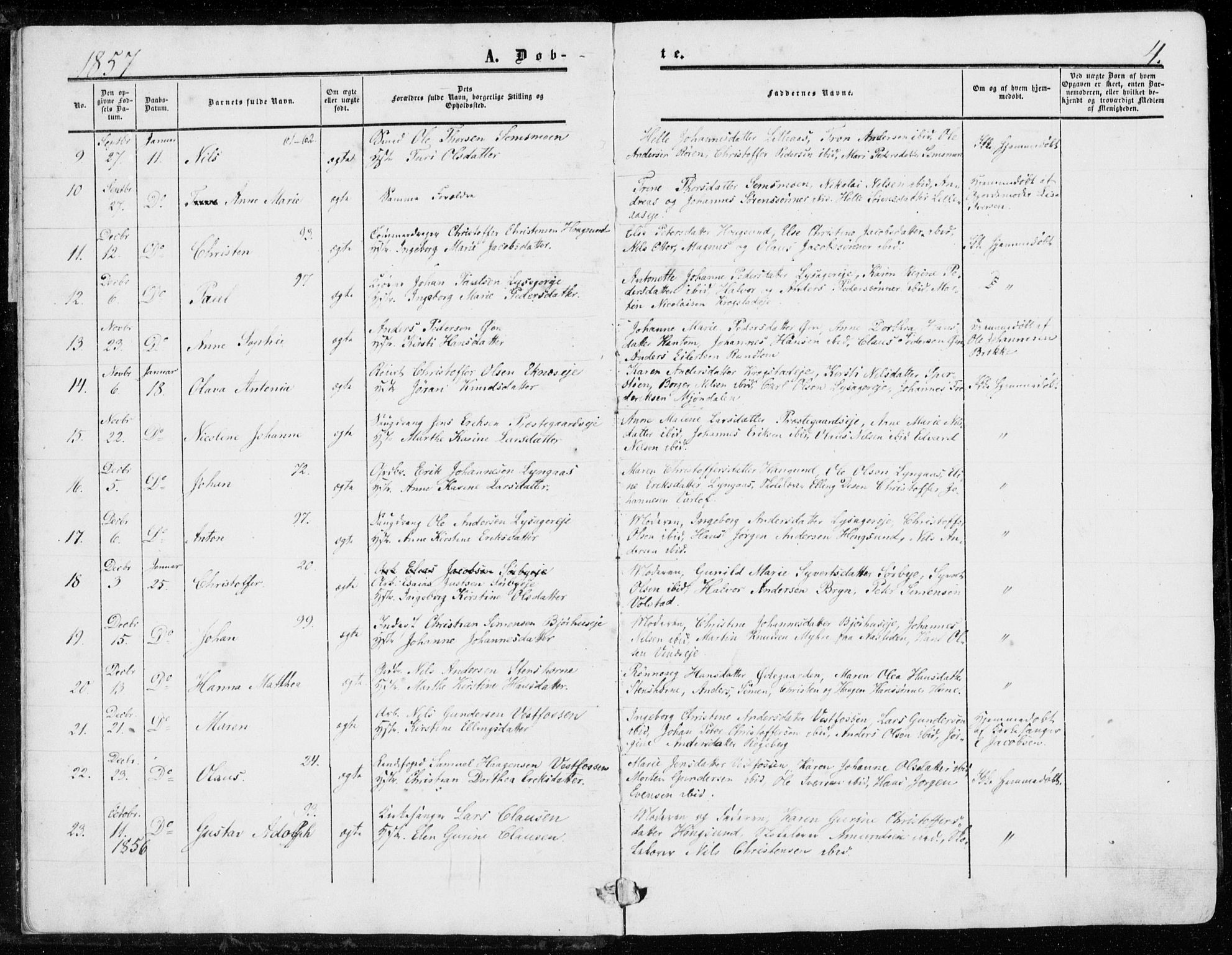 Eiker kirkebøker, AV/SAKO-A-4/G/Ga/L0003: Parish register (copy) no. I 3, 1856-1871, p. 4