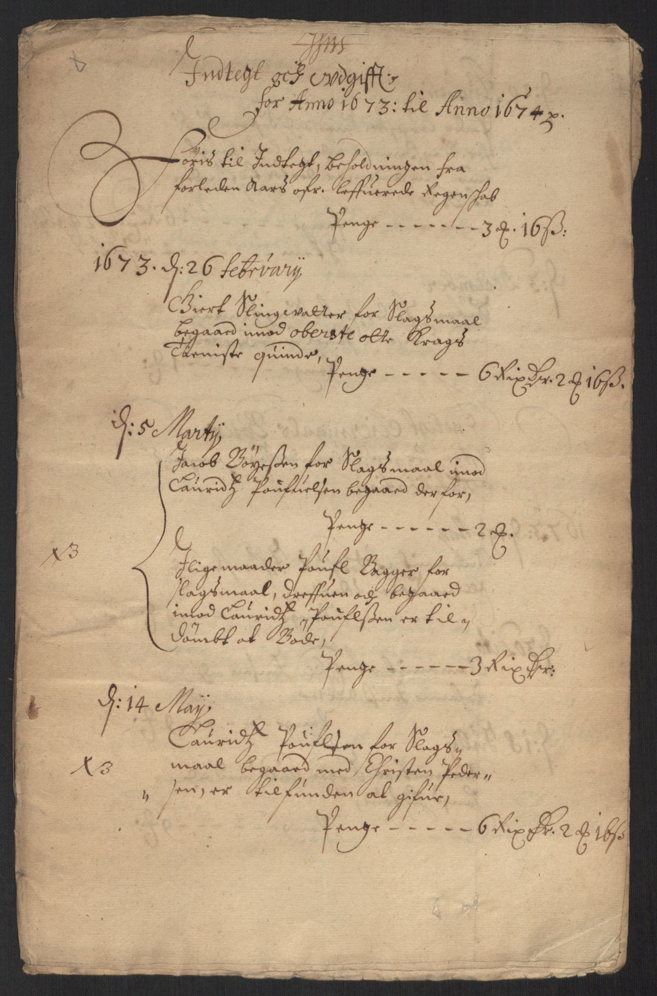 Rentekammeret inntil 1814, Reviderte regnskaper, Byregnskaper, AV/RA-EA-4066/R/Rm/L0284: [M17] Sikt og sakefall, 1658-1680, p. 270