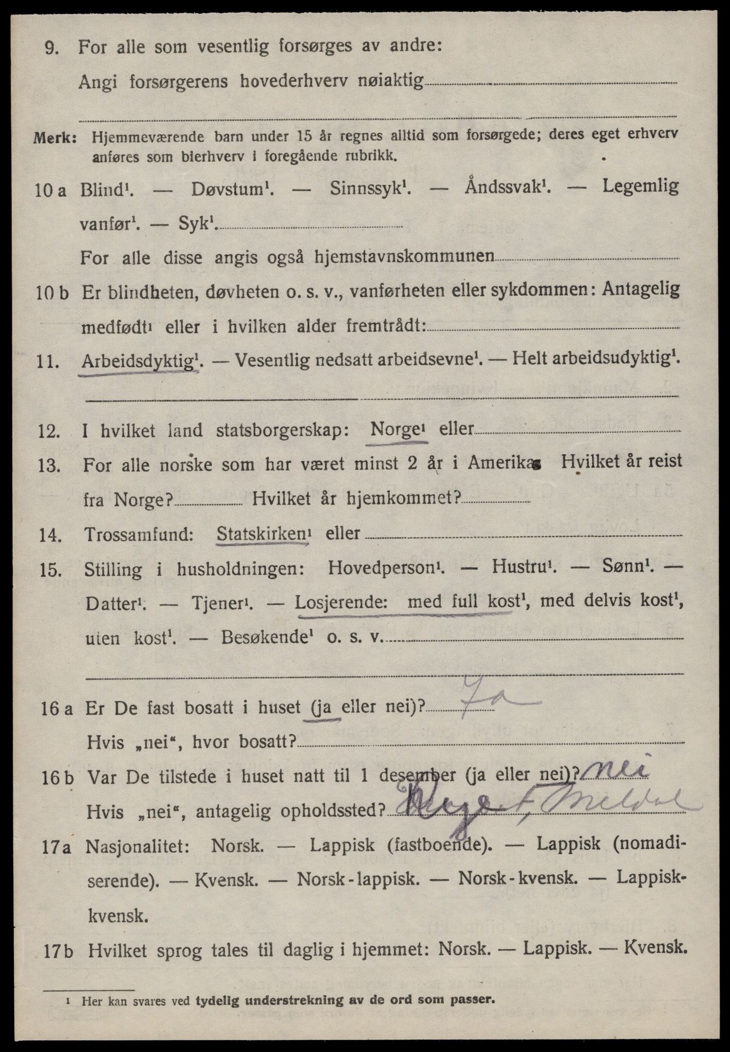 SAT, 1920 census for Meldal, 1920, p. 9998