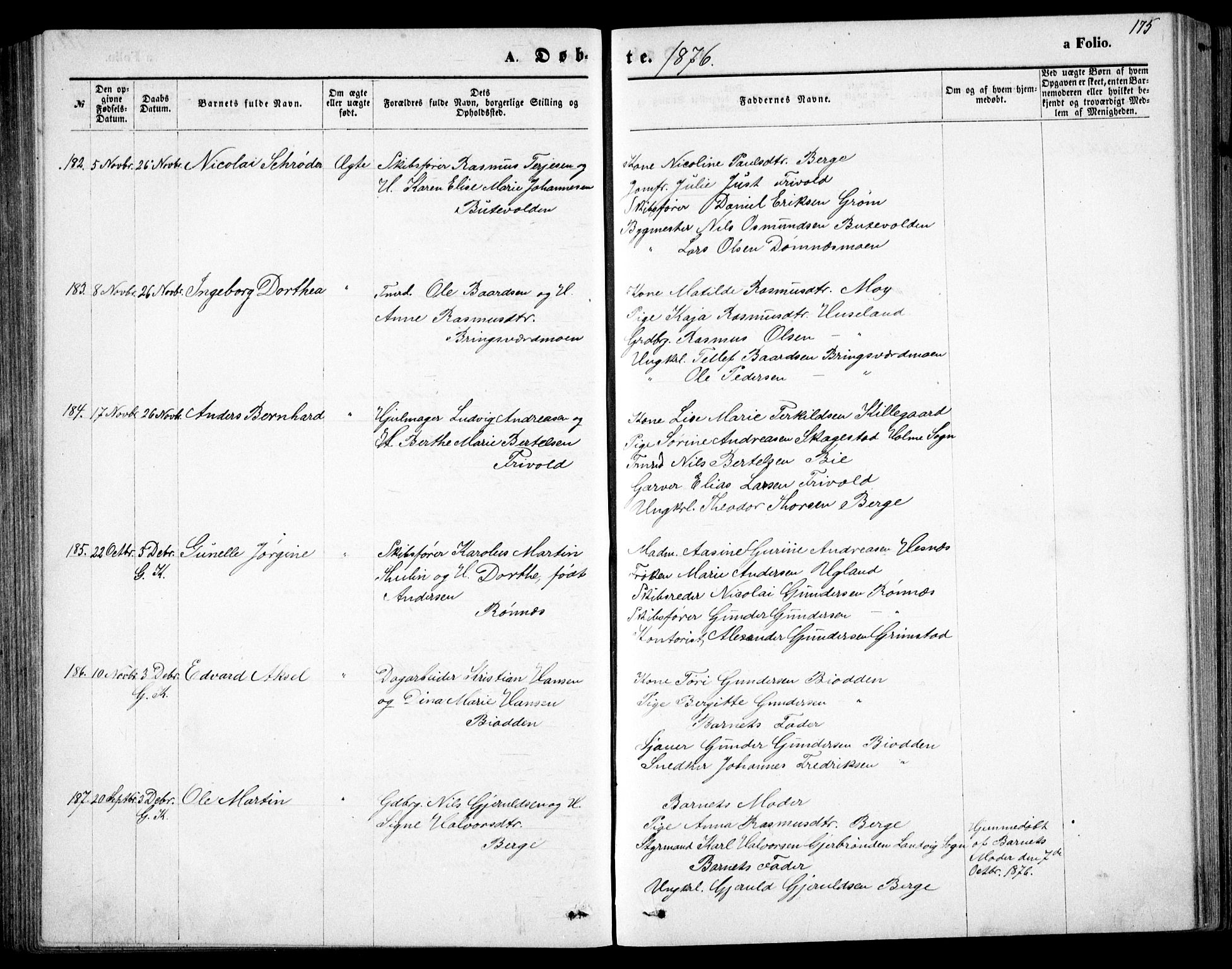 Fjære sokneprestkontor, AV/SAK-1111-0011/F/Fb/L0010: Parish register (copy) no. B 10, 1871-1880, p. 175