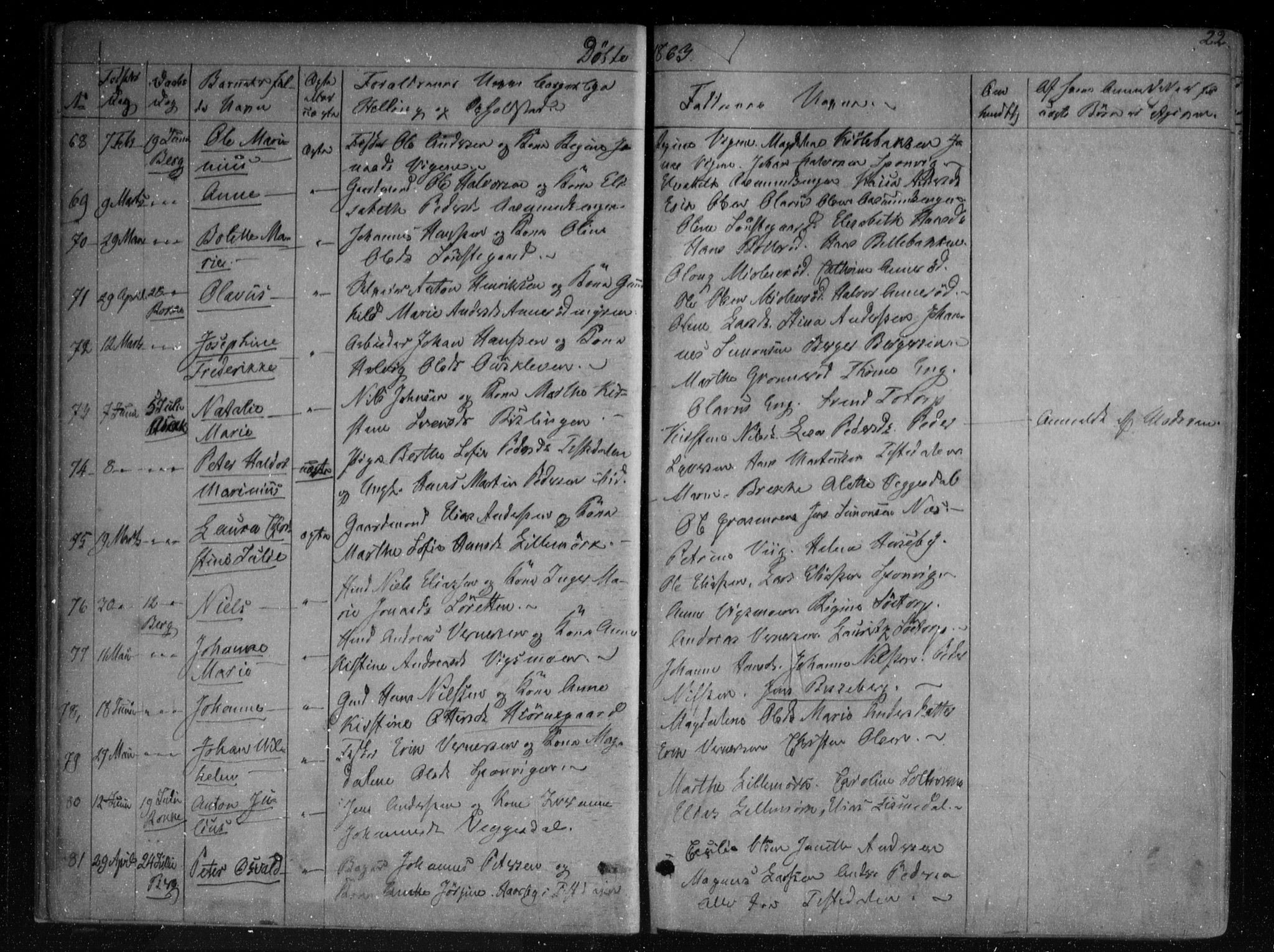 Berg prestekontor Kirkebøker, AV/SAO-A-10902/F/Fa/L0005: Parish register (official) no. I 5, 1861-1877, p. 22
