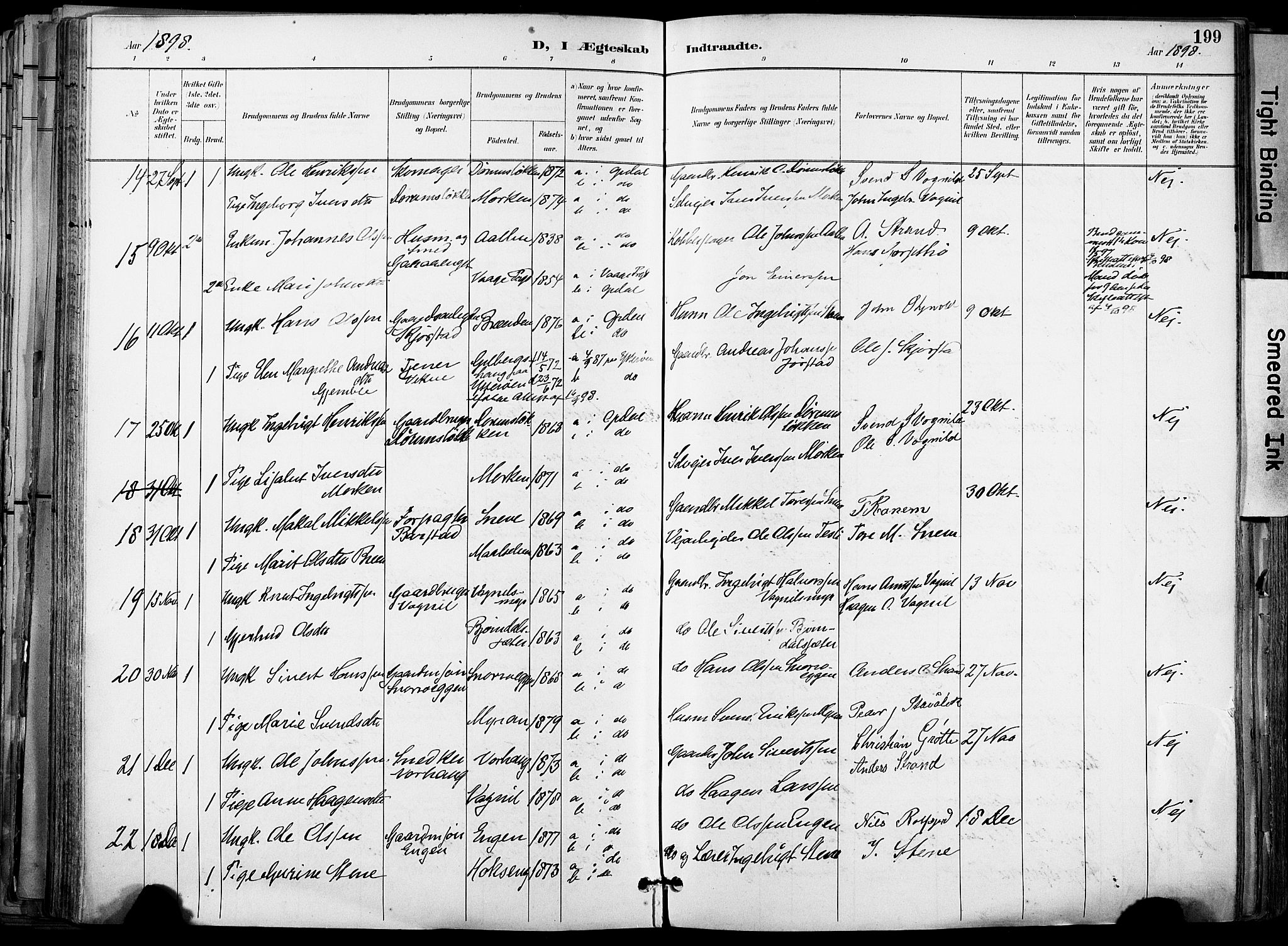 Ministerialprotokoller, klokkerbøker og fødselsregistre - Sør-Trøndelag, SAT/A-1456/678/L0902: Parish register (official) no. 678A11, 1895-1911, p. 199