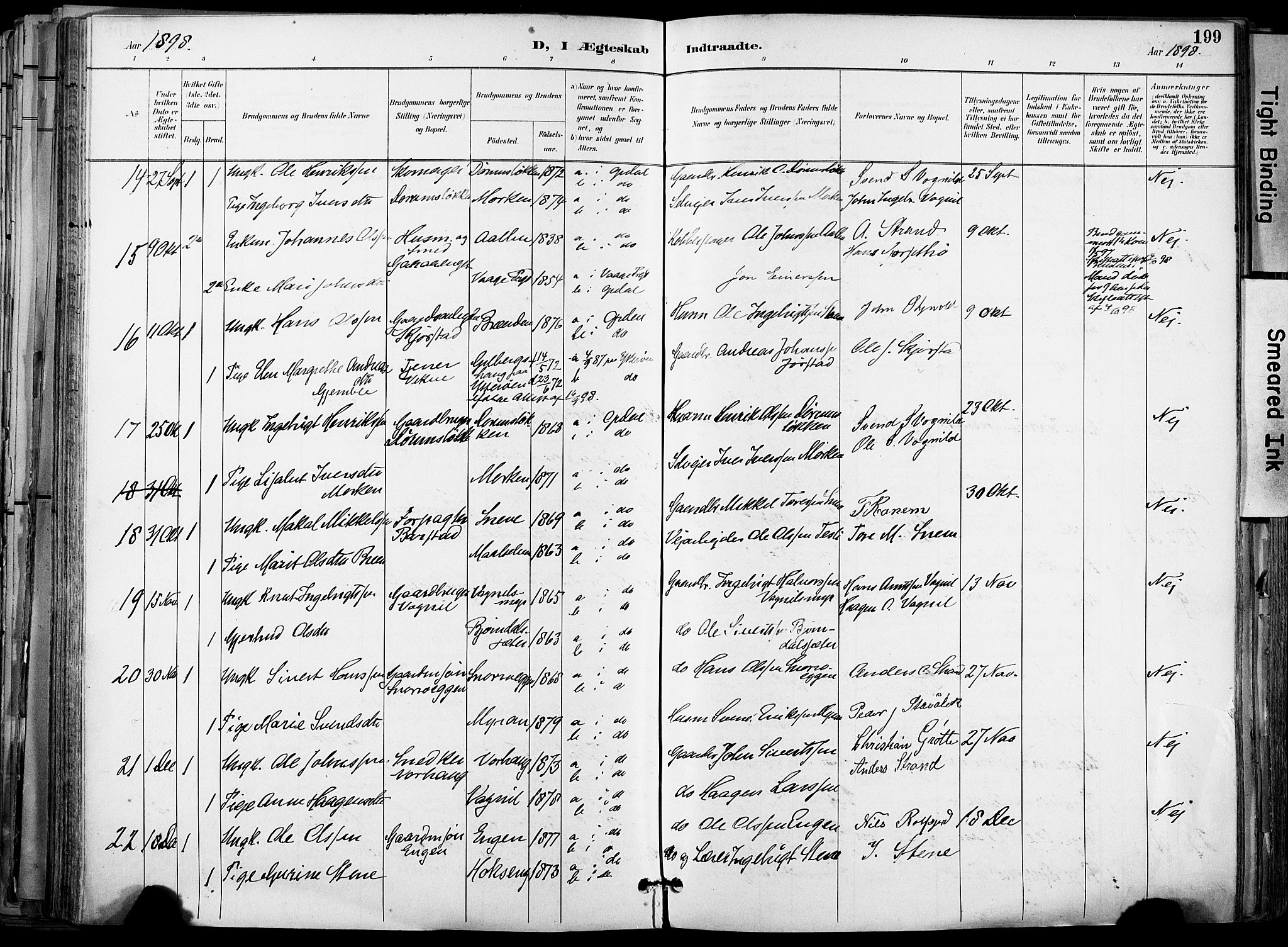 Ministerialprotokoller, klokkerbøker og fødselsregistre - Sør-Trøndelag, AV/SAT-A-1456/678/L0902: Parish register (official) no. 678A11, 1895-1911, p. 199