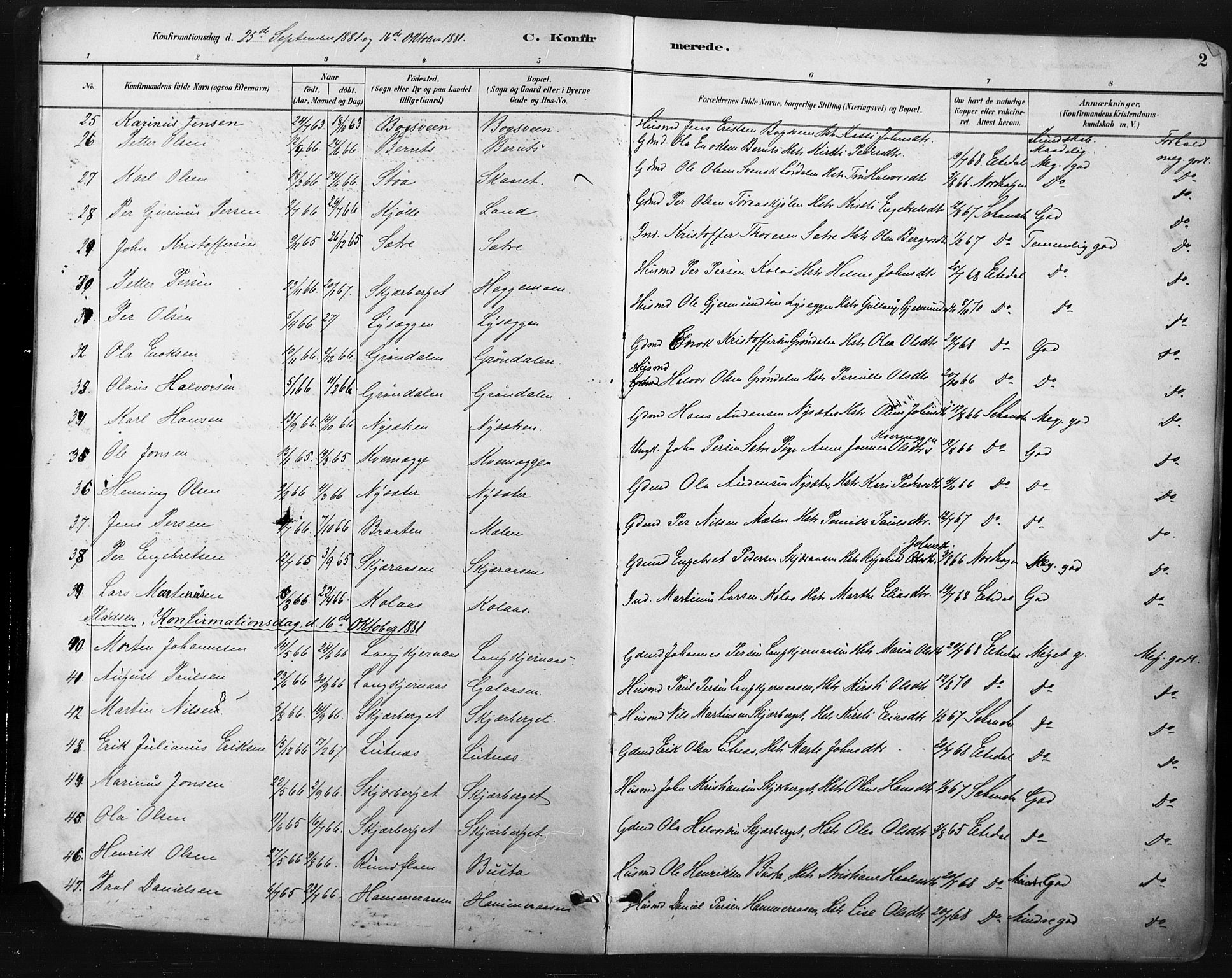 Trysil prestekontor, SAH/PREST-046/H/Ha/Haa/L0009: Parish register (official) no. 9, 1881-1897, p. 2