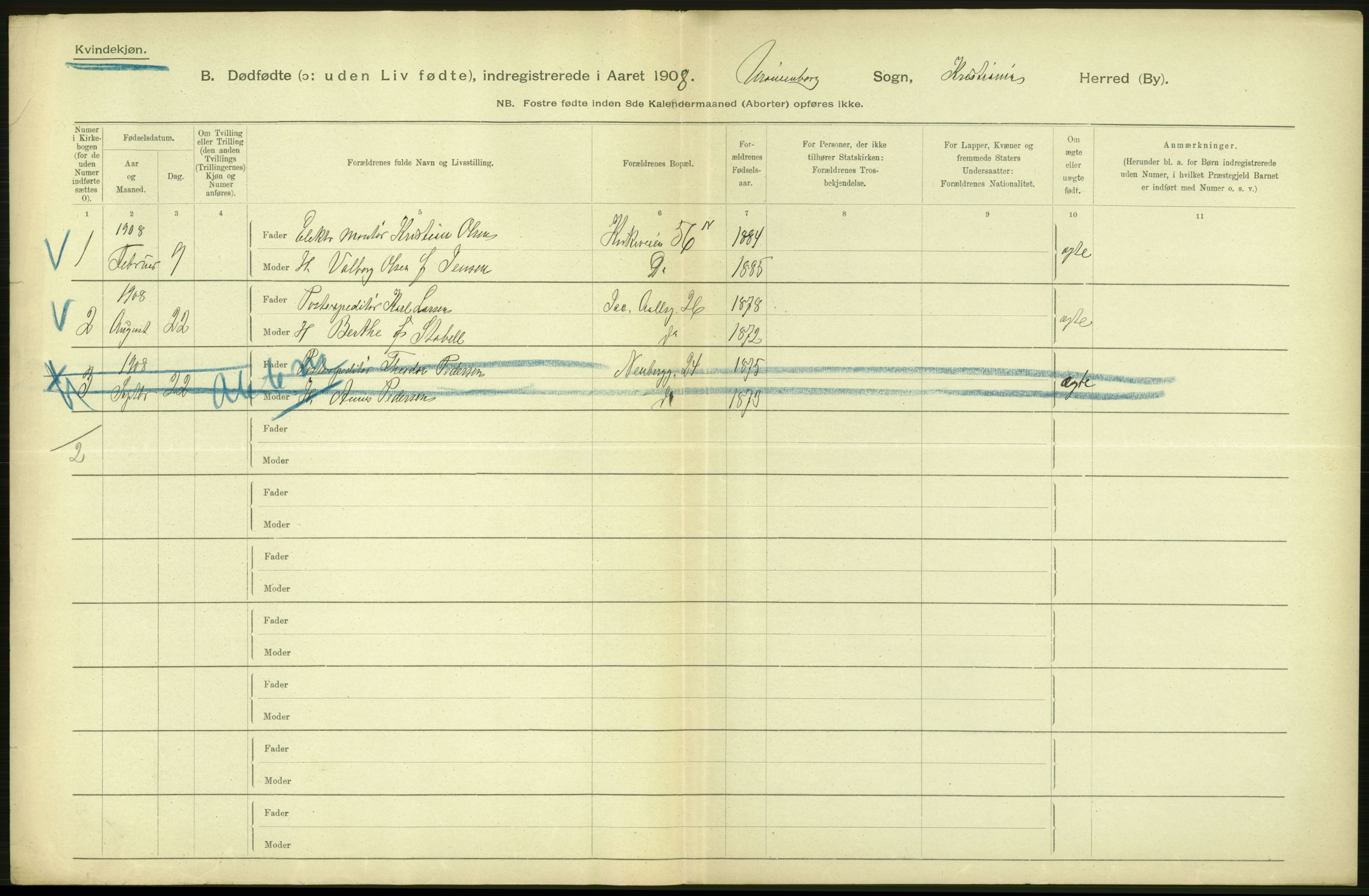 Statistisk sentralbyrå, Sosiodemografiske emner, Befolkning, AV/RA-S-2228/D/Df/Dfa/Dfaf/L0009: Kristiania: Døde, dødfødte., 1908, p. 400