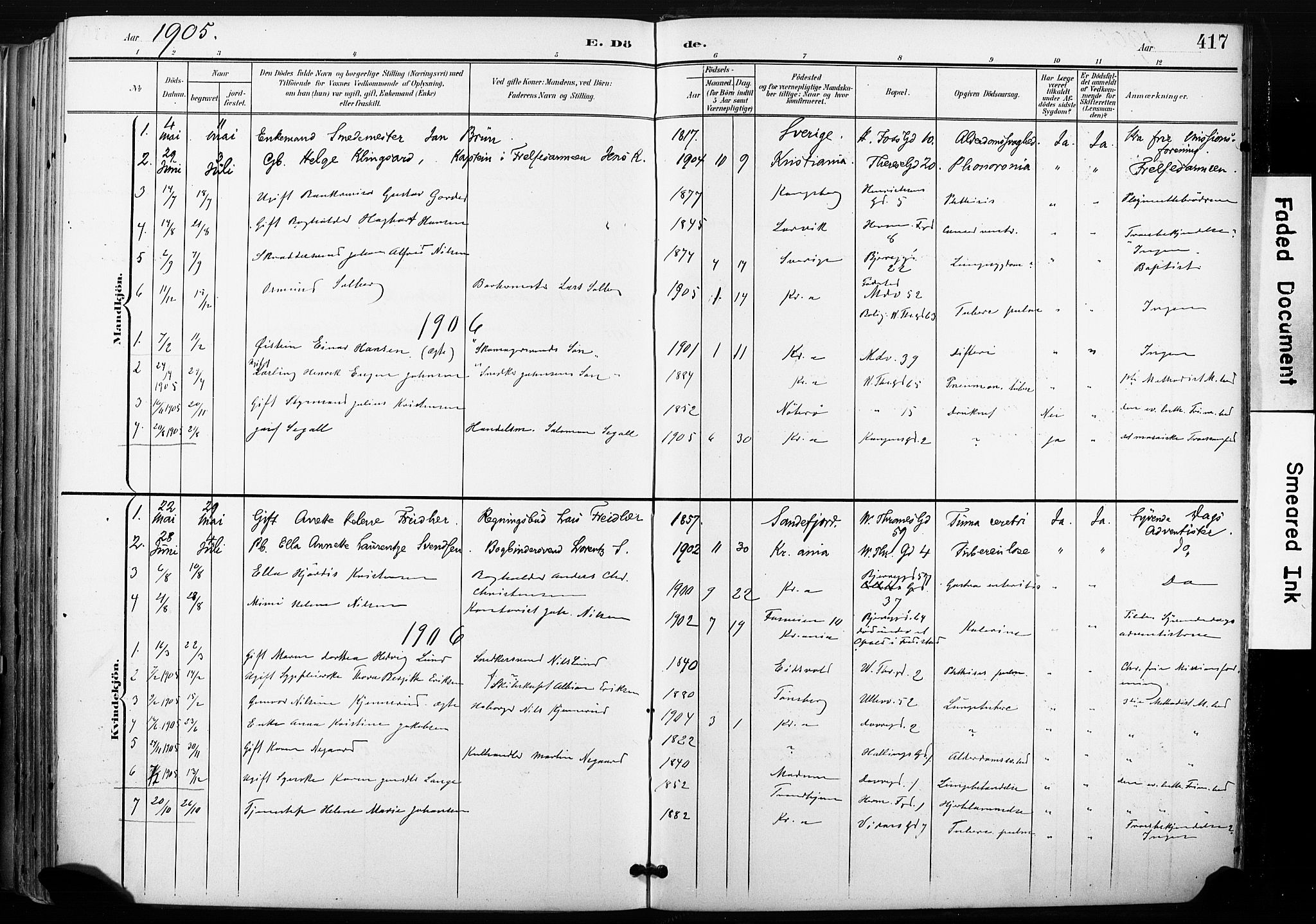 Gamle Aker prestekontor Kirkebøker, SAO/A-10617a/F/L0013: Parish register (official) no. 13, 1901-1908, p. 417