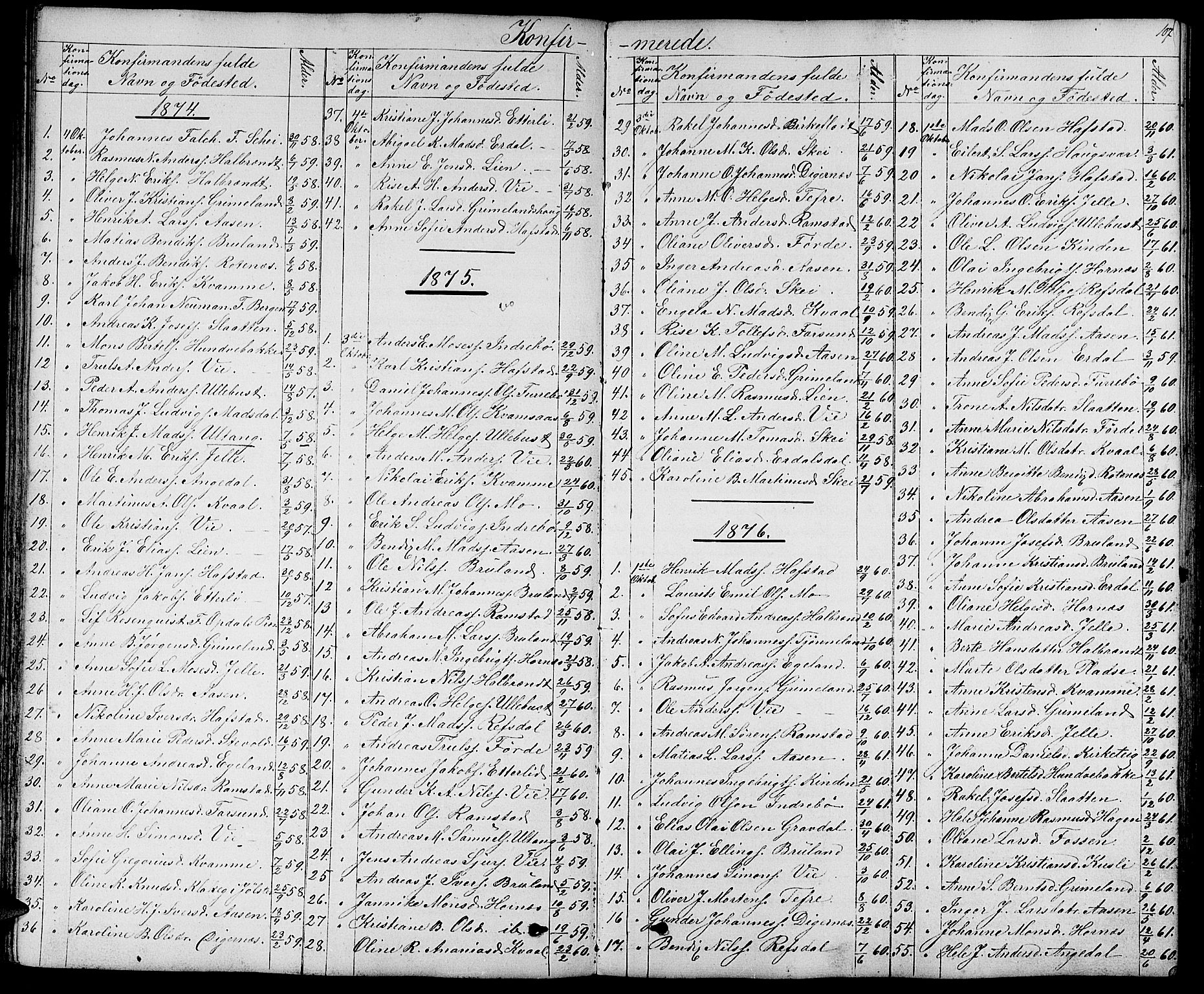 Førde sokneprestembete, SAB/A-79901/H/Hab/Haba/L0001: Parish register (copy) no. A 1, 1853-1880, p. 107
