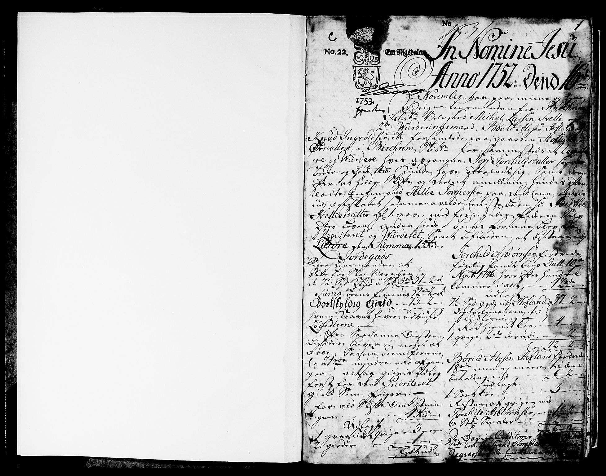 Jæren og Dalane sorenskriveri, SAST/A-100306/5/50BA/L0010: SKIFTEPROTOKOLL, 1752-1758, p. 0b-1a