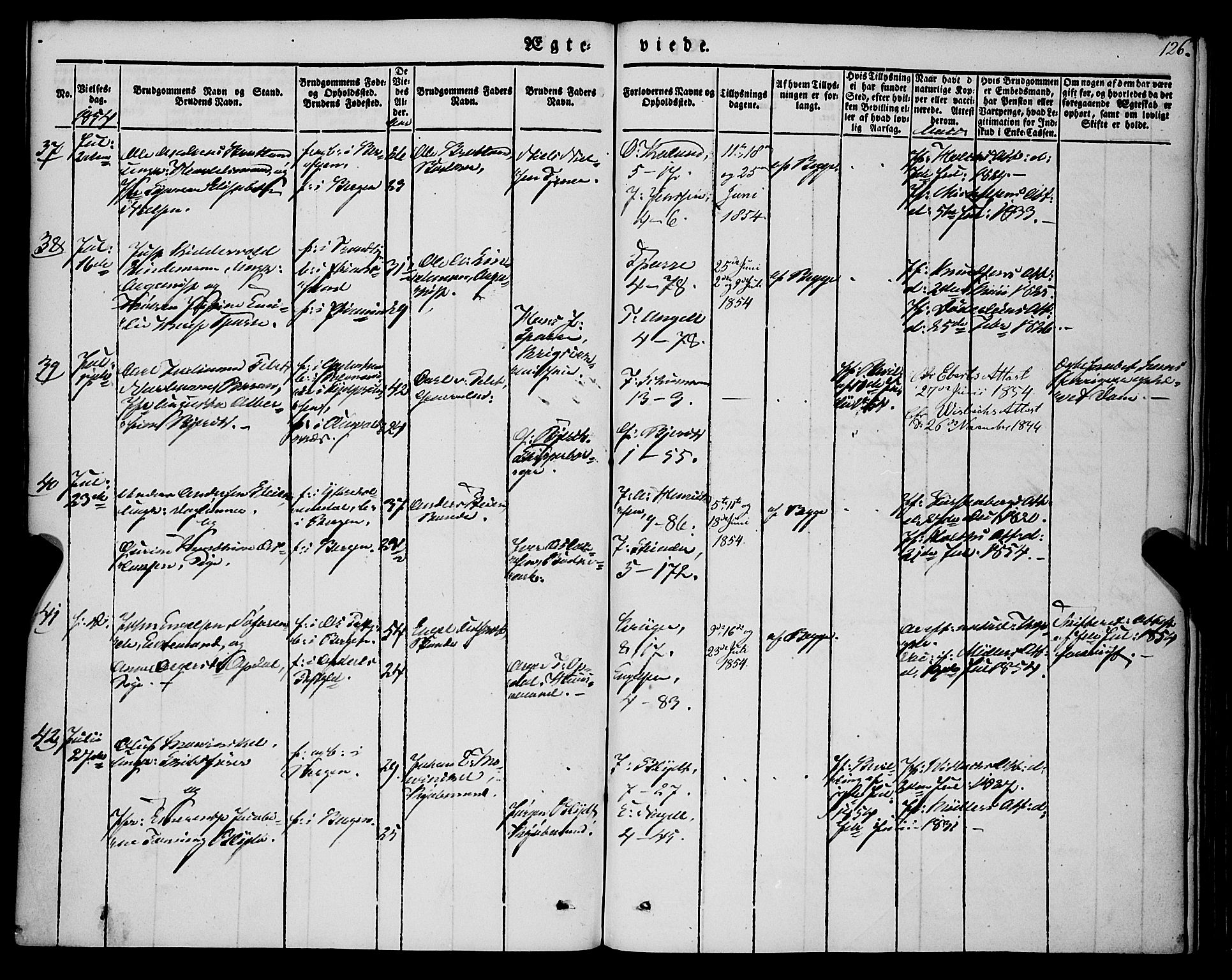 Nykirken Sokneprestembete, AV/SAB-A-77101/H/Haa/L0031: Parish register (official) no. D 1, 1834-1861, p. 126