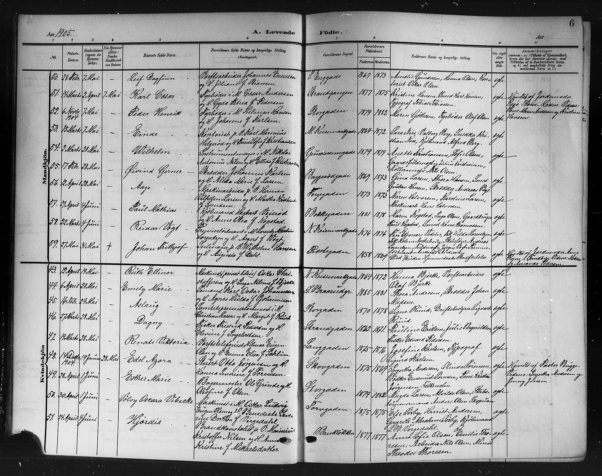 Horten kirkebøker, AV/SAKO-A-348/G/Ga/L0007: Parish register (copy) no. 7, 1905-1915, p. 6